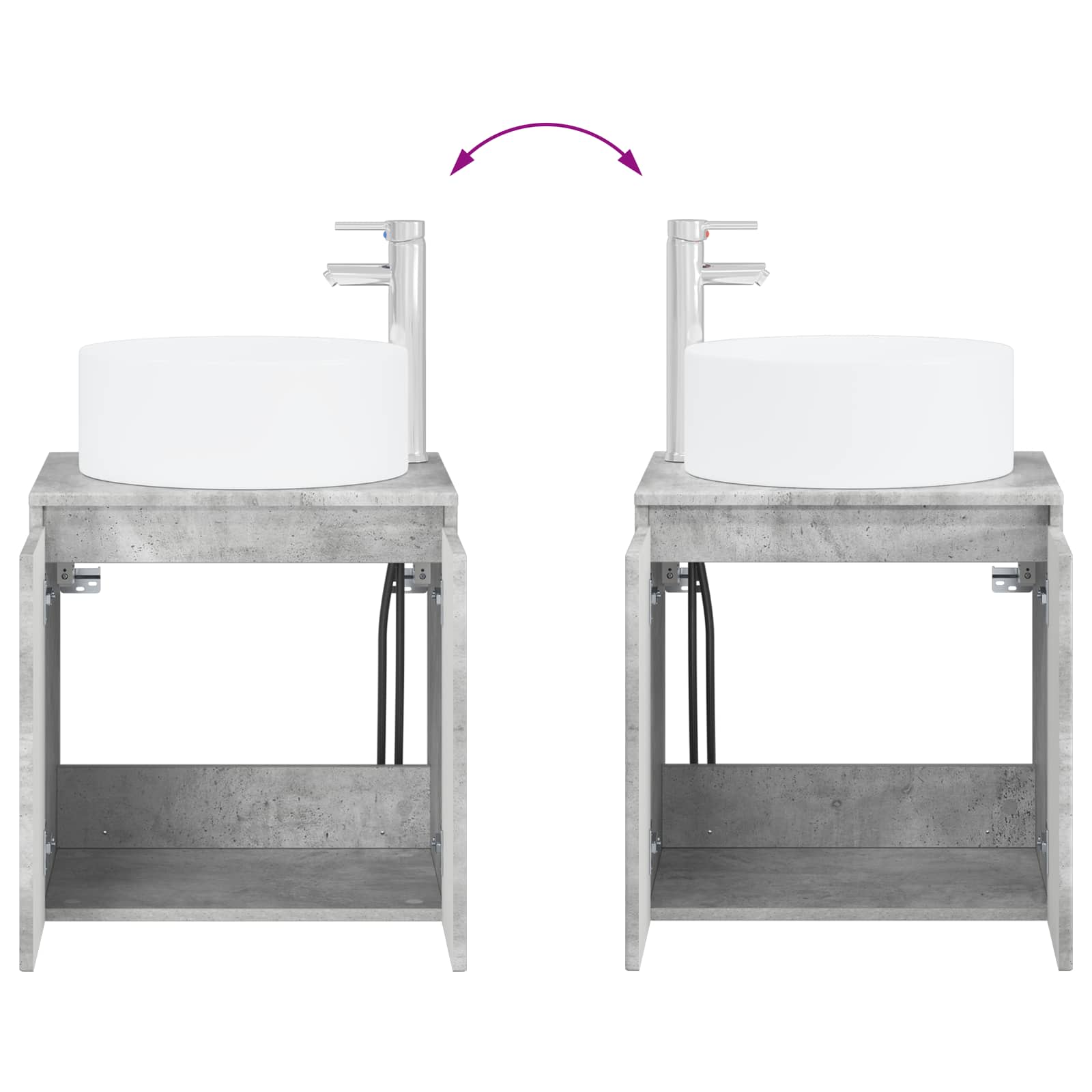 Ensemble d'armoire de salle de bain 3 pc Gris béton