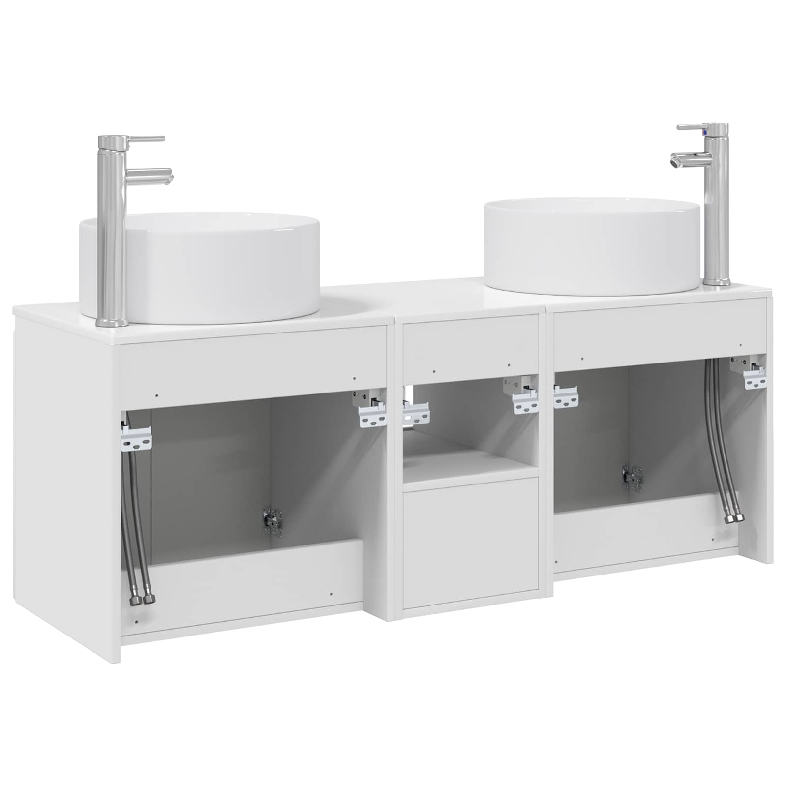 Ensemble d'armoire de salle de bain 3 pc Blanc brillant