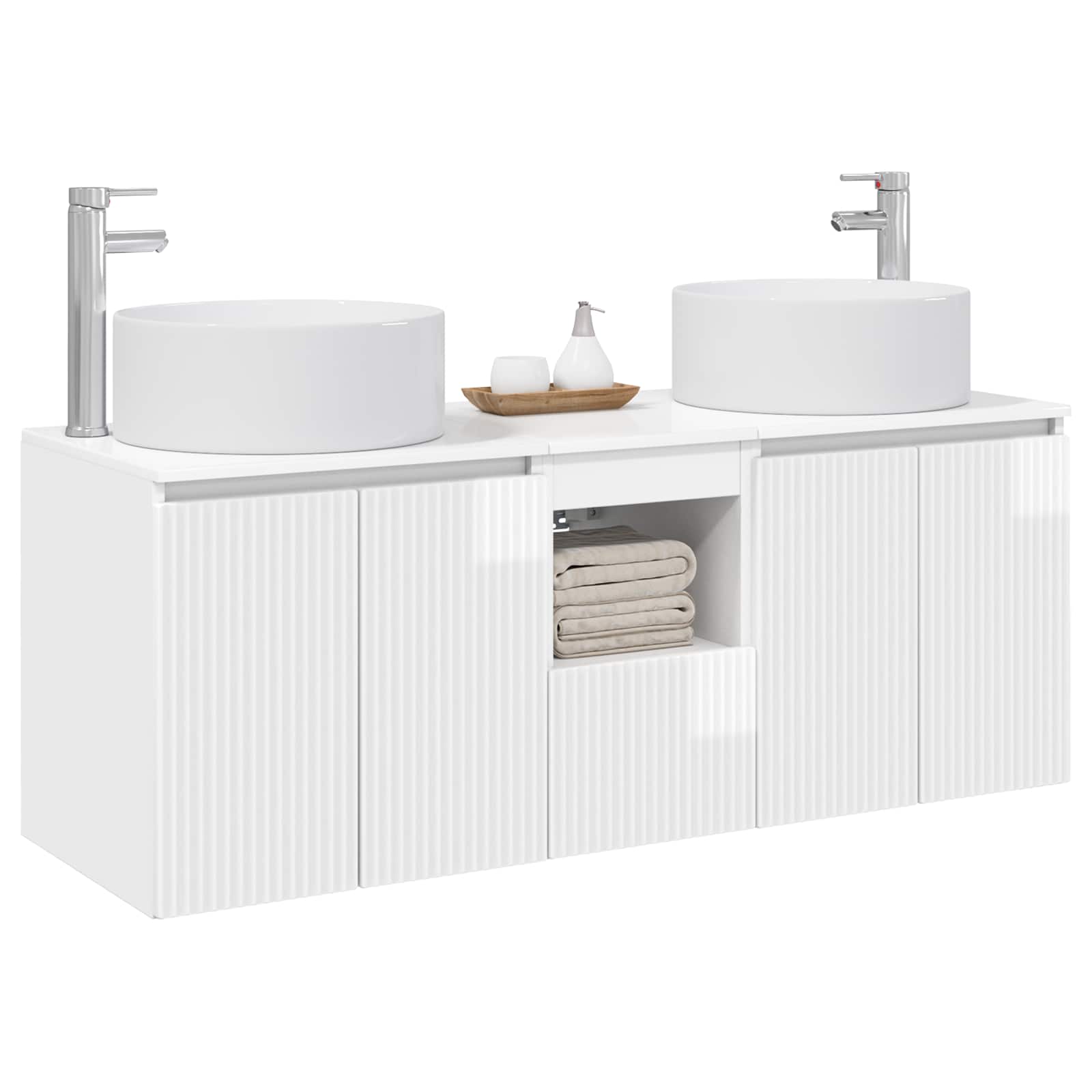 Ensemble d'armoire de salle de bain 3 pc Blanc brillant