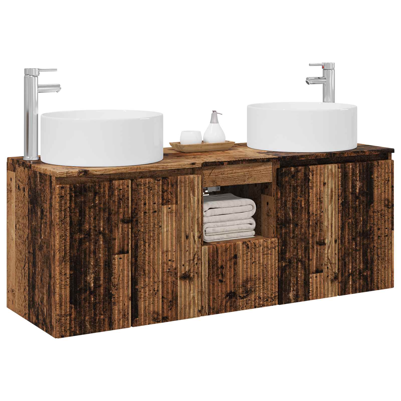 Ensemble d'armoire de salle de bain 3 pc Bois ancien