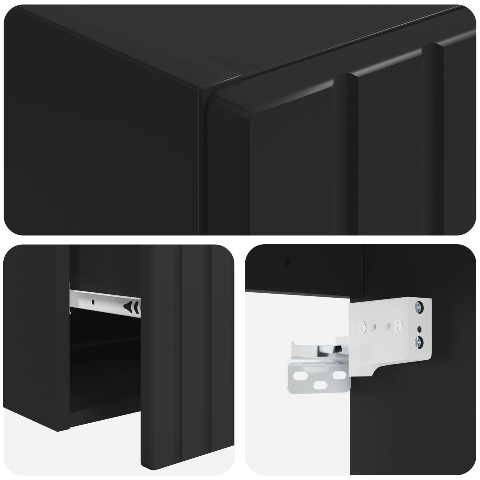 Ensemble d'armoire de salle de bain 3 pc Noir 49 x 44,5 x 65 cm