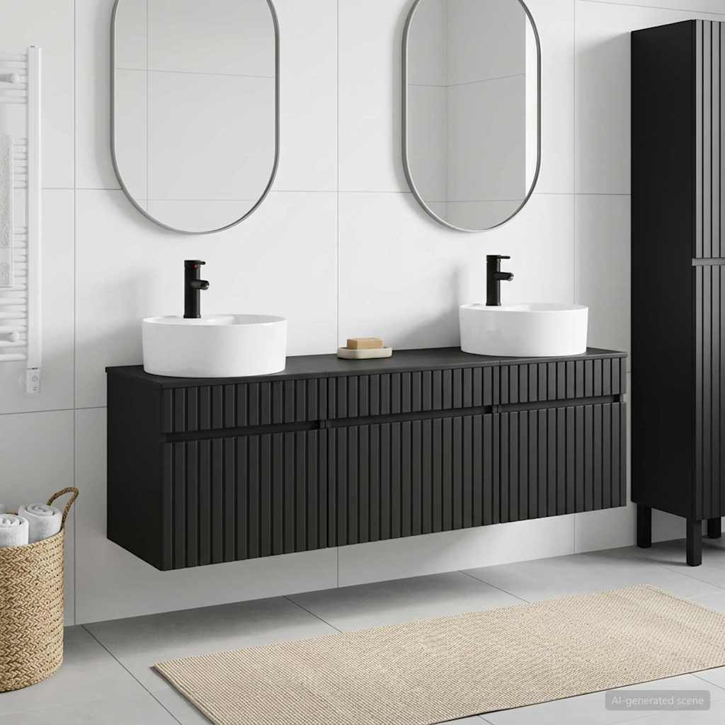 Ensemble d'armoire de salle de bain 3 pc Noir 49 x 44,5 x 65 cm