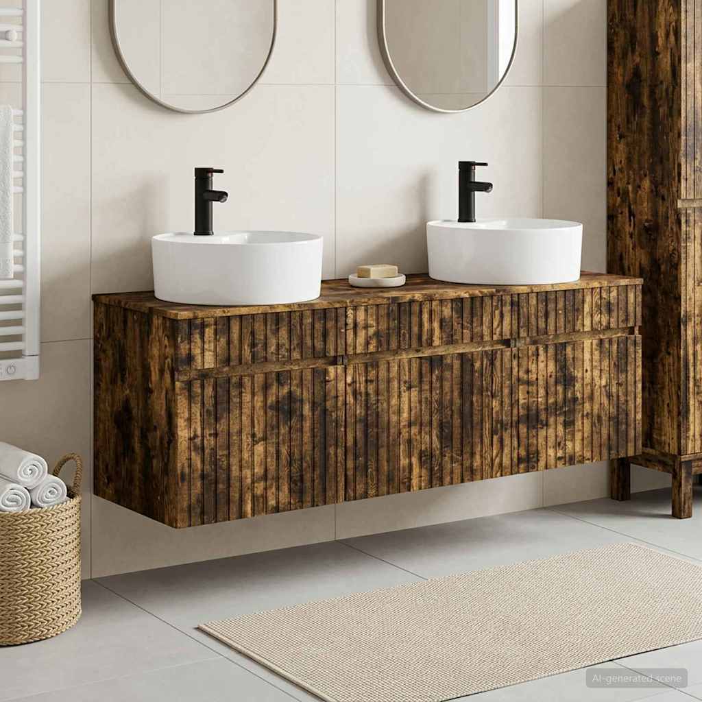 Ensemble d'armoire de salle de bain 3 pc Chêne fumé