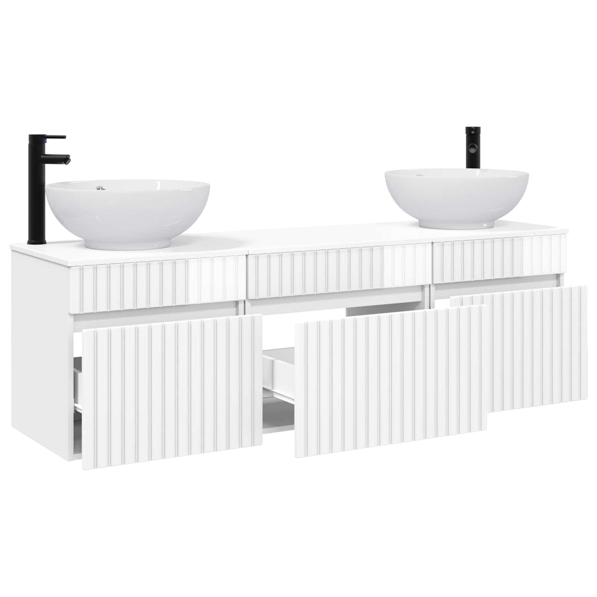 Ensemble d'armoire de salle de bain 3 pc Blanc brillant