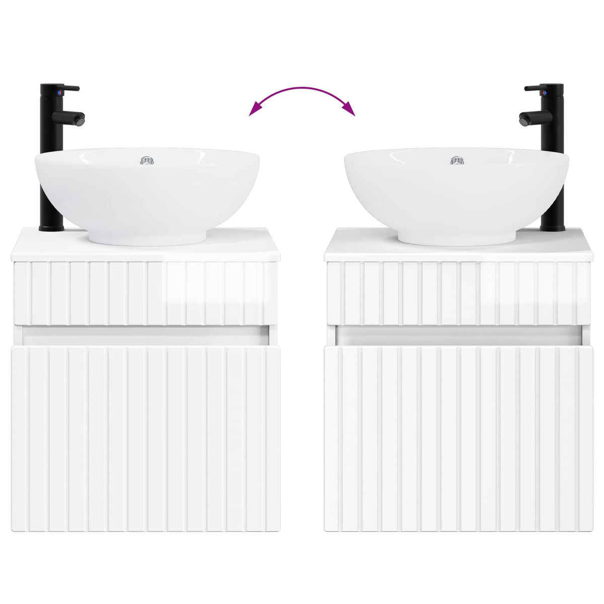 Ensemble d'armoire de salle de bain 3 pc Blanc brillant