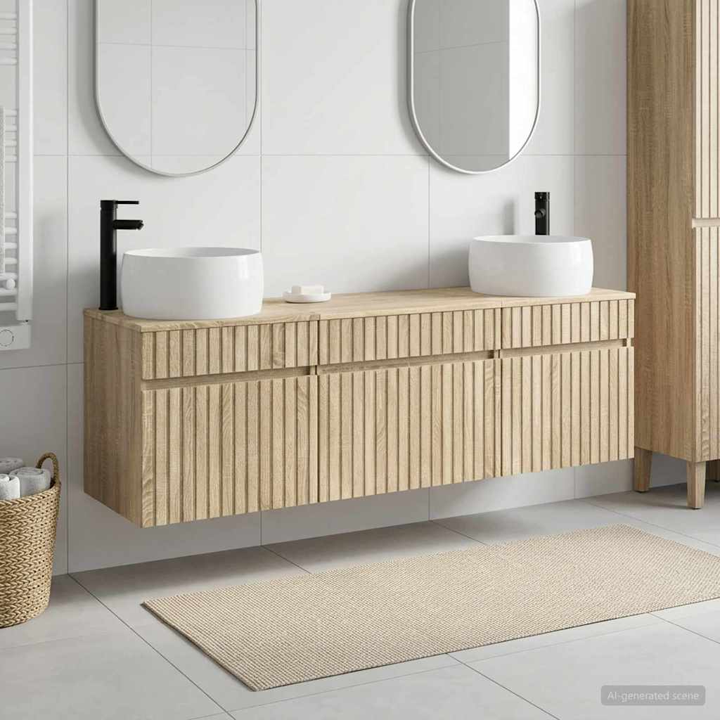 Ensemble d'armoire de salle de bain 3 pc Chêne Sonoma