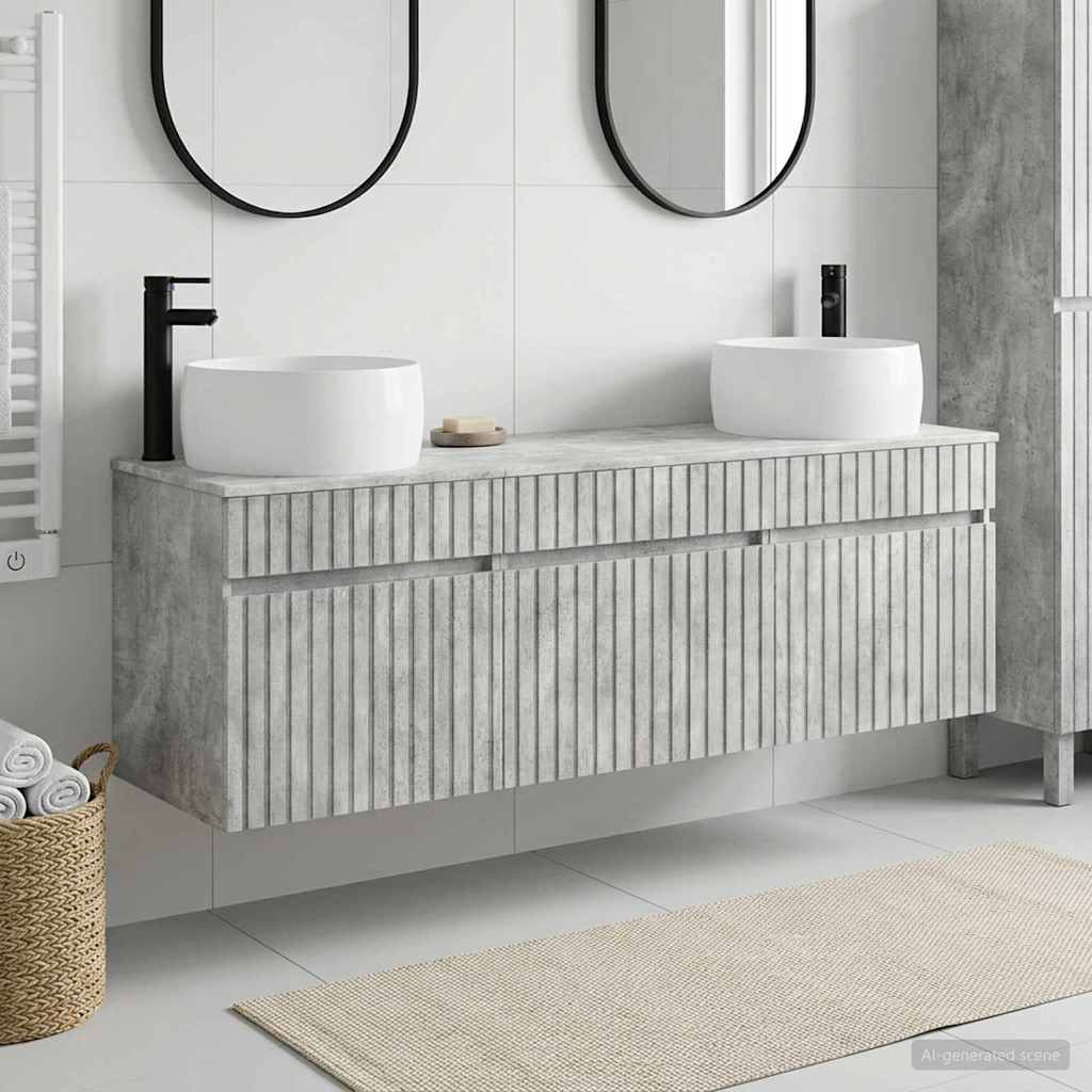 Ensemble d'armoire de salle de bain 3 pc Gris béton