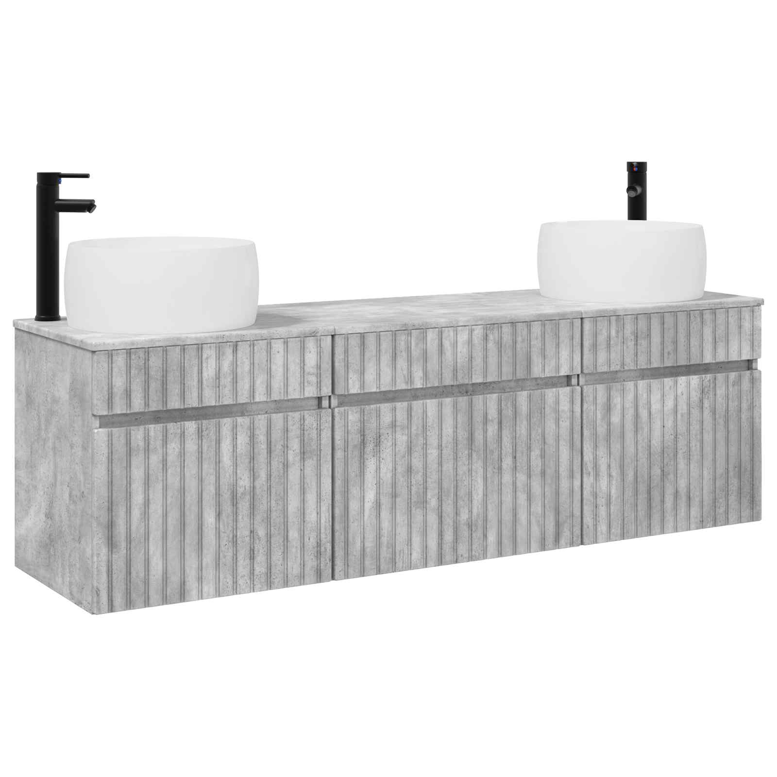 Ensemble d'armoire de salle de bain 3 pc Gris béton