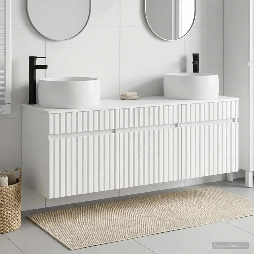 Ensemble d’armoire de salle de bain 3 pc Blanc brillant - XIOS