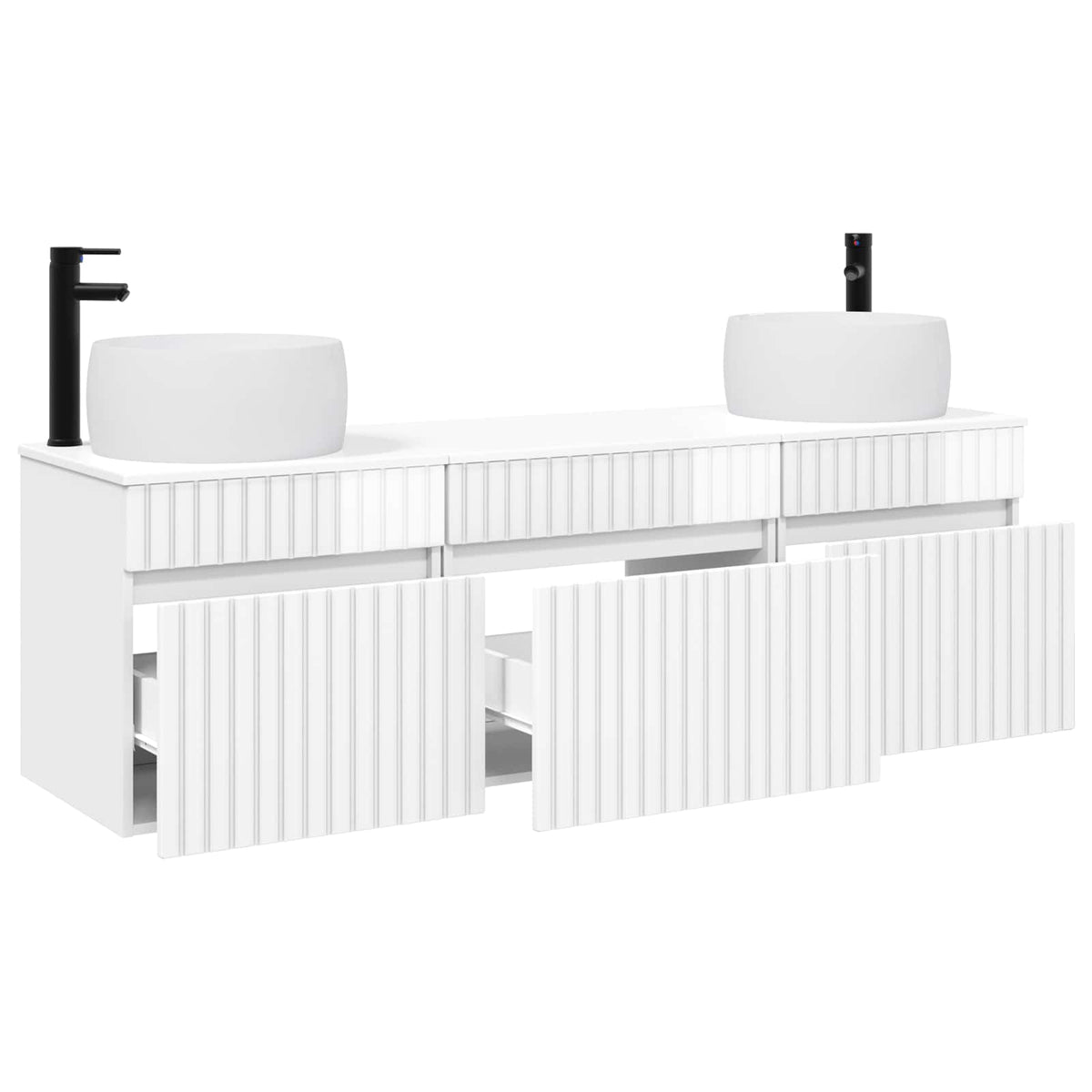 Ensemble d'armoire de salle de bain 3 pc Blanc brillant