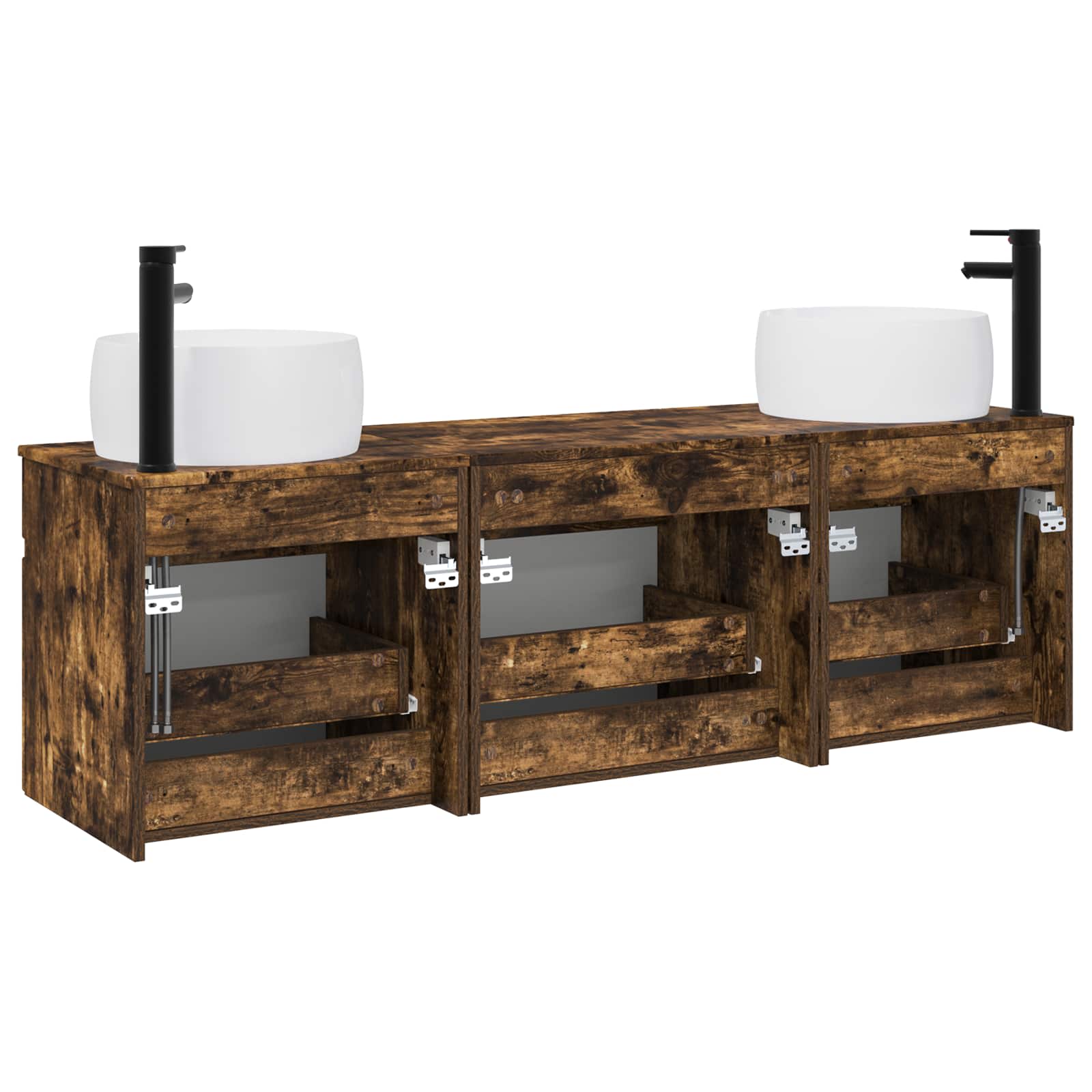Ensemble d'armoire de salle de bain 3 pc Chêne fumé