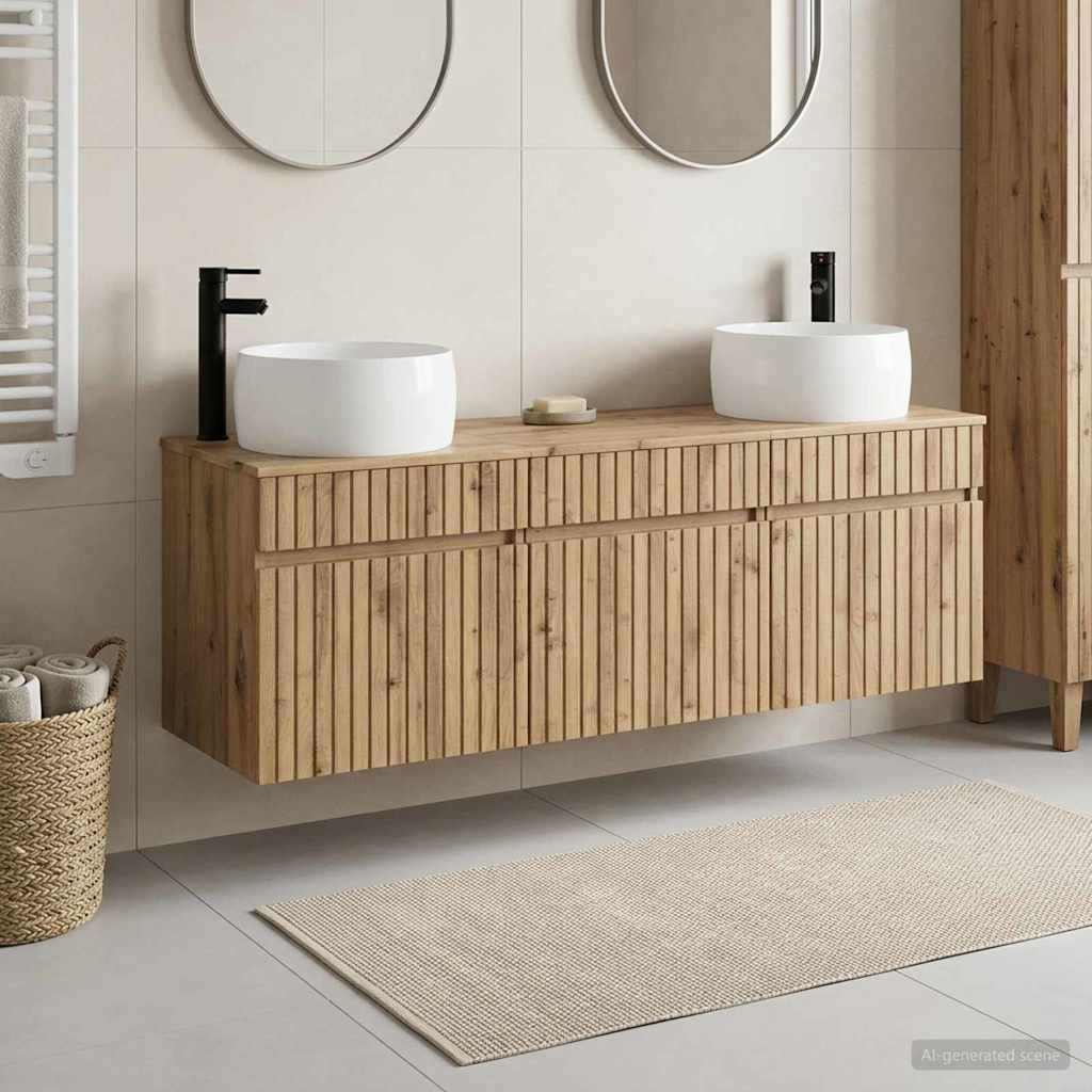 Ensemble d'armoire de salle de bain 3 pc Chêne artisanal
