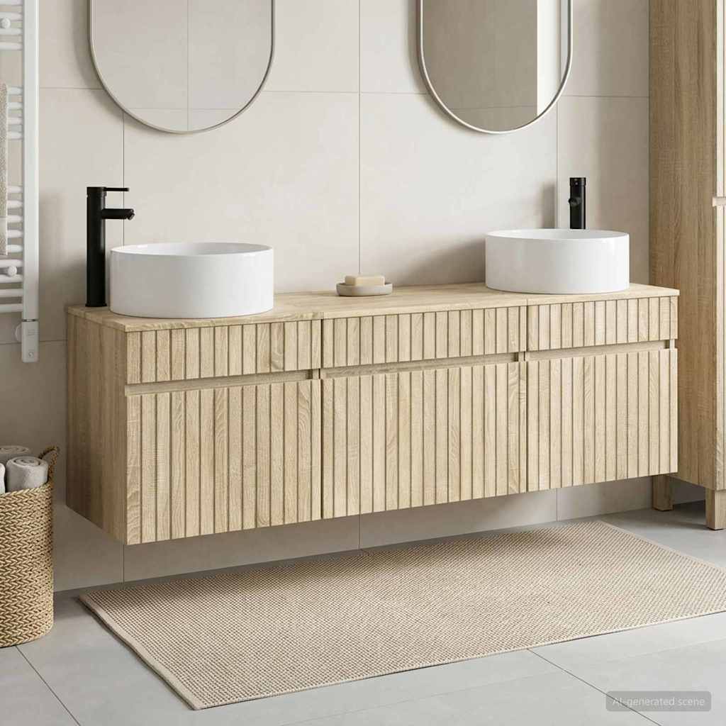 Ensemble d'armoire de salle de bain 3 pc Chêne Sonoma