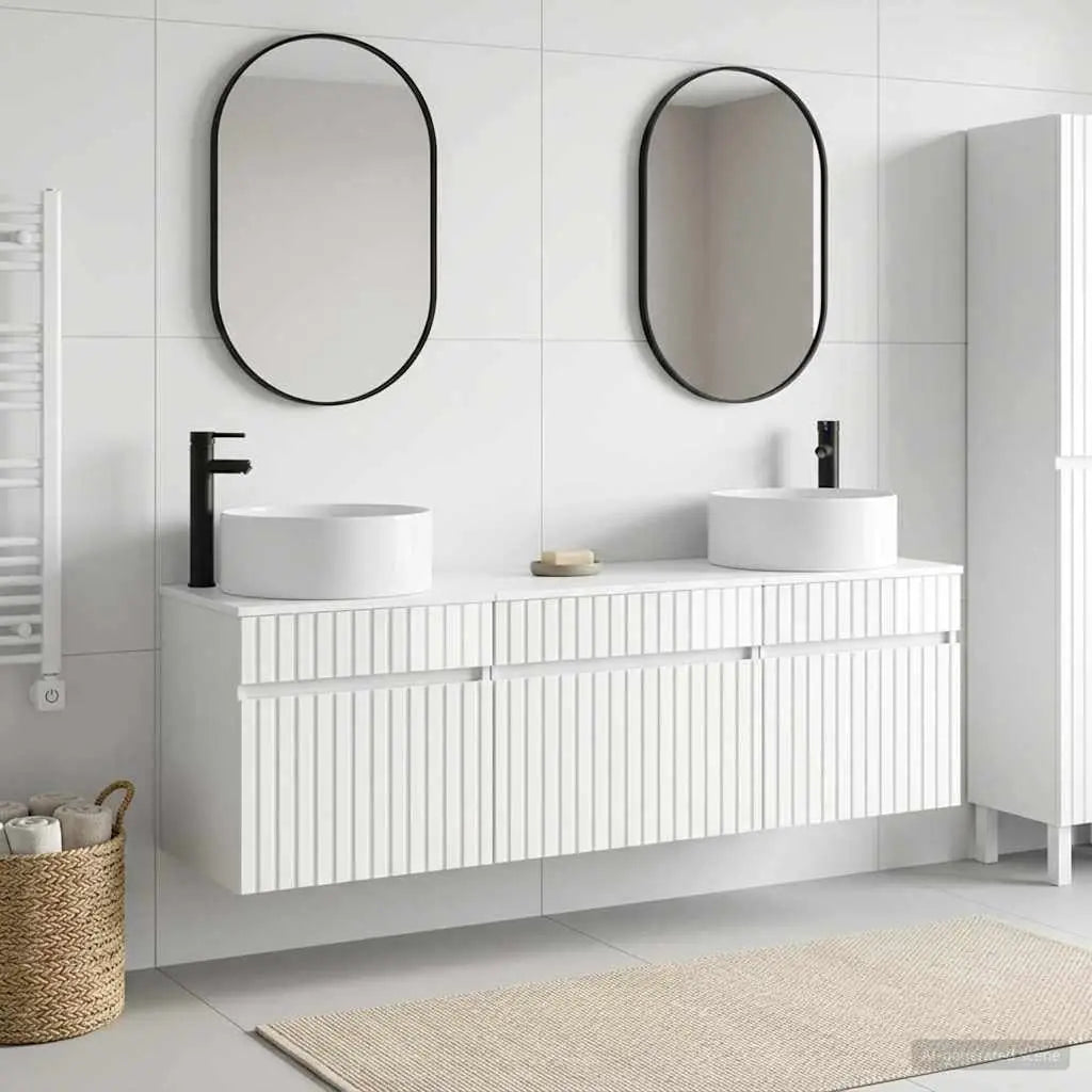 Ensemble d’armoire de salle de bain 3 pc Blanc brillant - XIOS