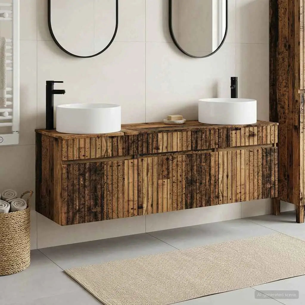 Ensemble d’armoire de salle de bain 3 pc Bois ancien - XIOS