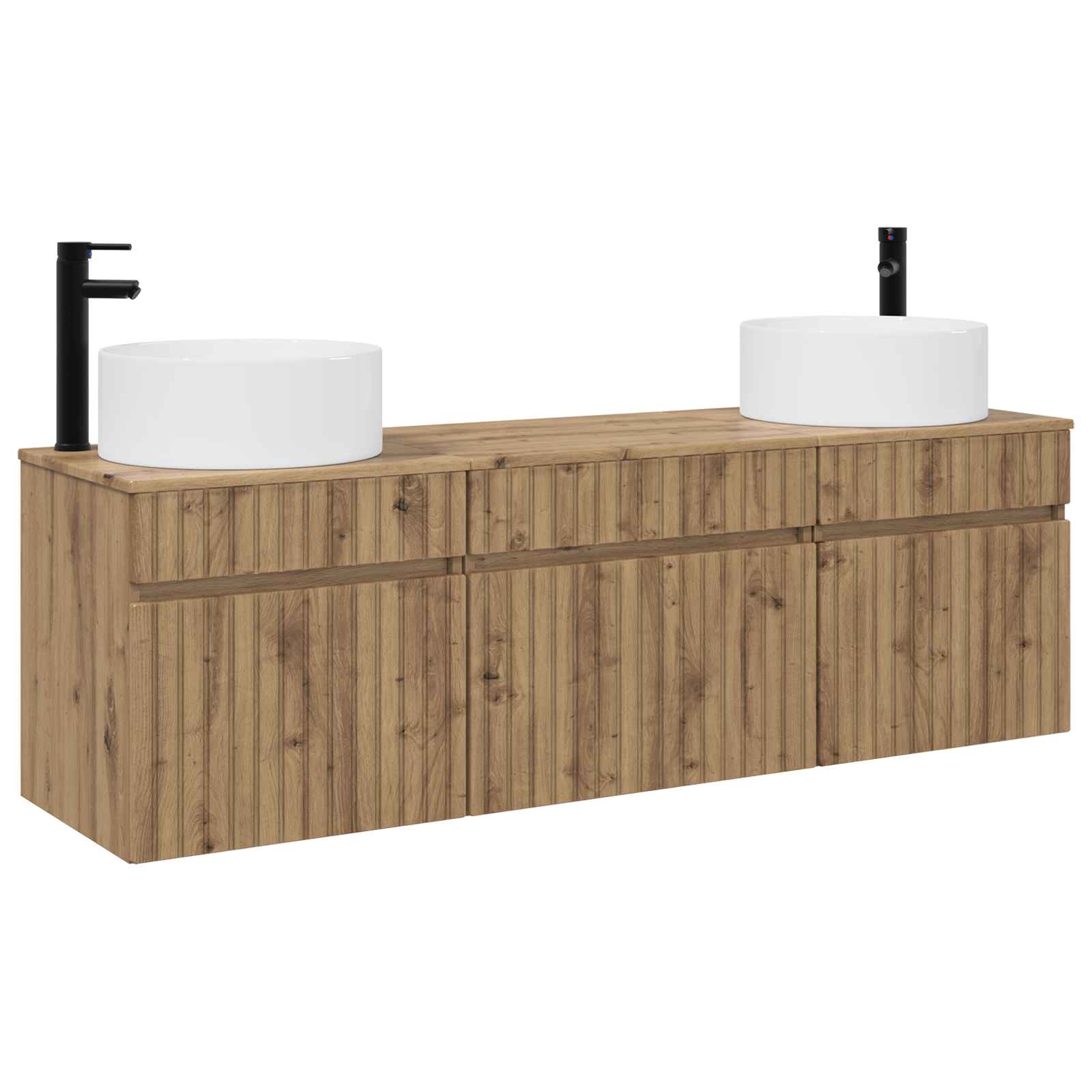 Ensemble d'armoire de salle de bain 3 pc Chêne artisanal