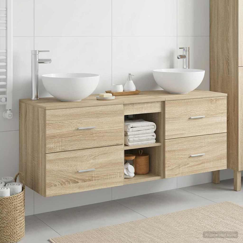 Ensemble d'armoire de salle de bain 3 pc Chêne Sonoma