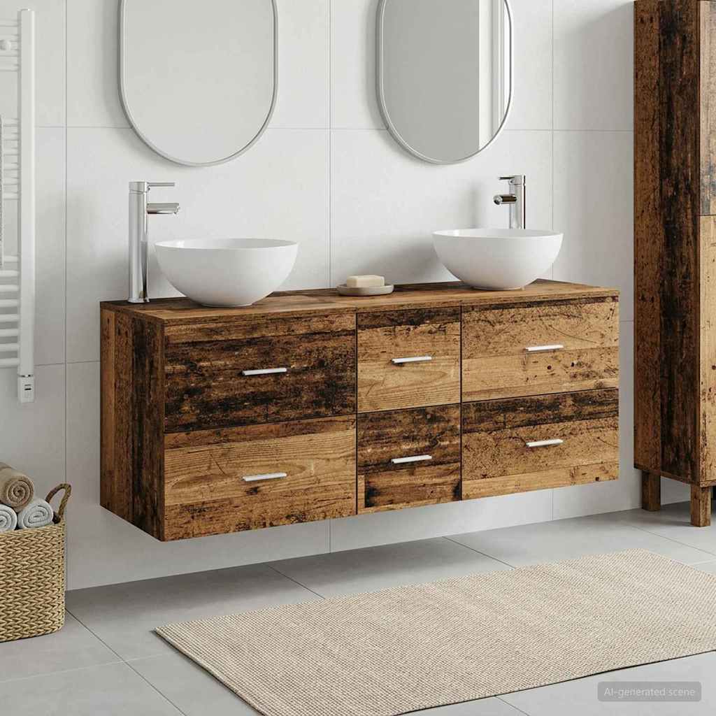 Ensemble d'armoire de salle de bain 3 pc Bois ancien