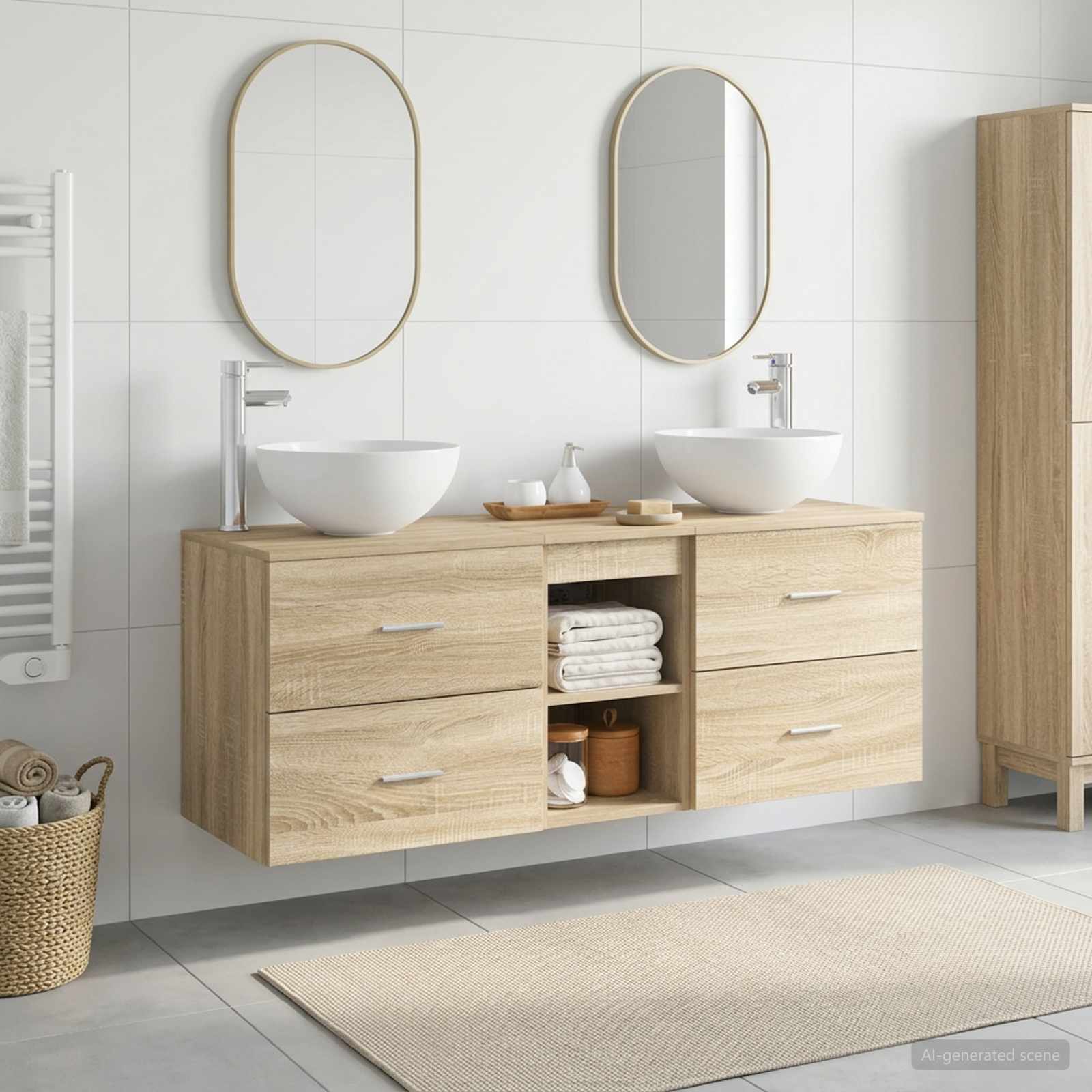 Ensemble d'armoire de salle de bain 3 pc Chêne Sonoma