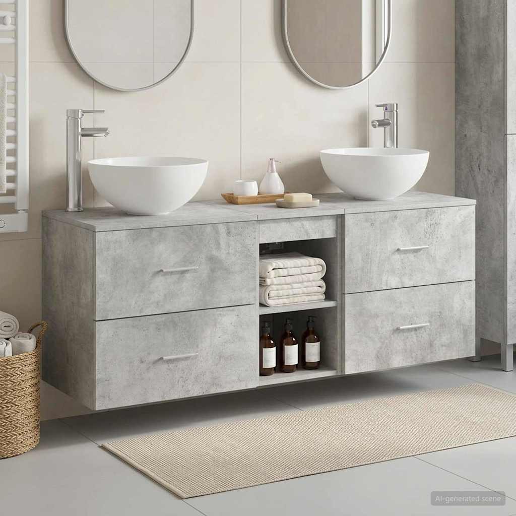 Ensemble d'armoire de salle de bain 3 pc Gris béton