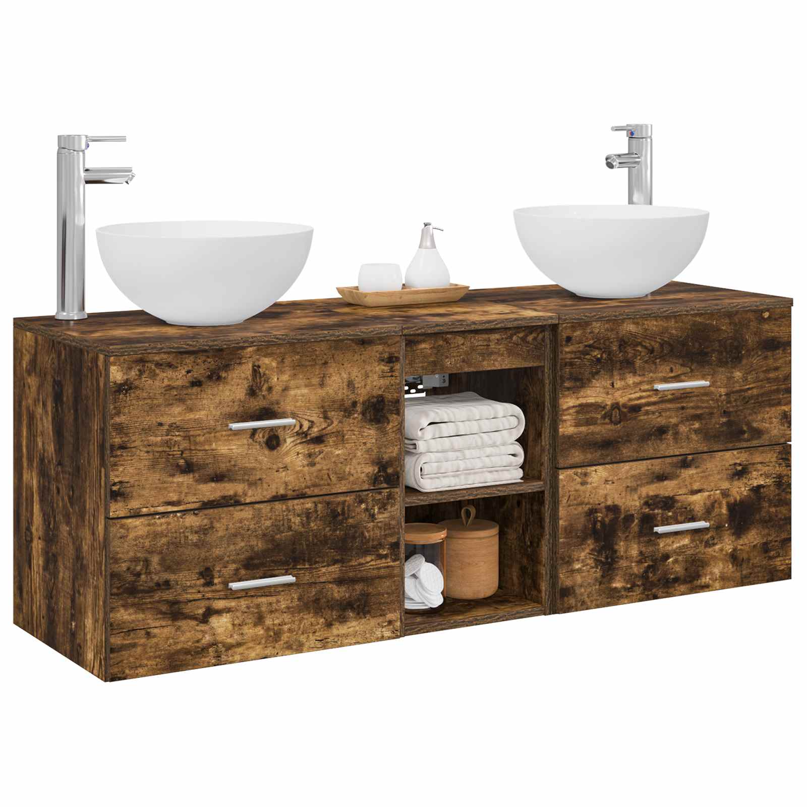 Ensemble d'armoire de salle de bain 3 pc Chêne fumé