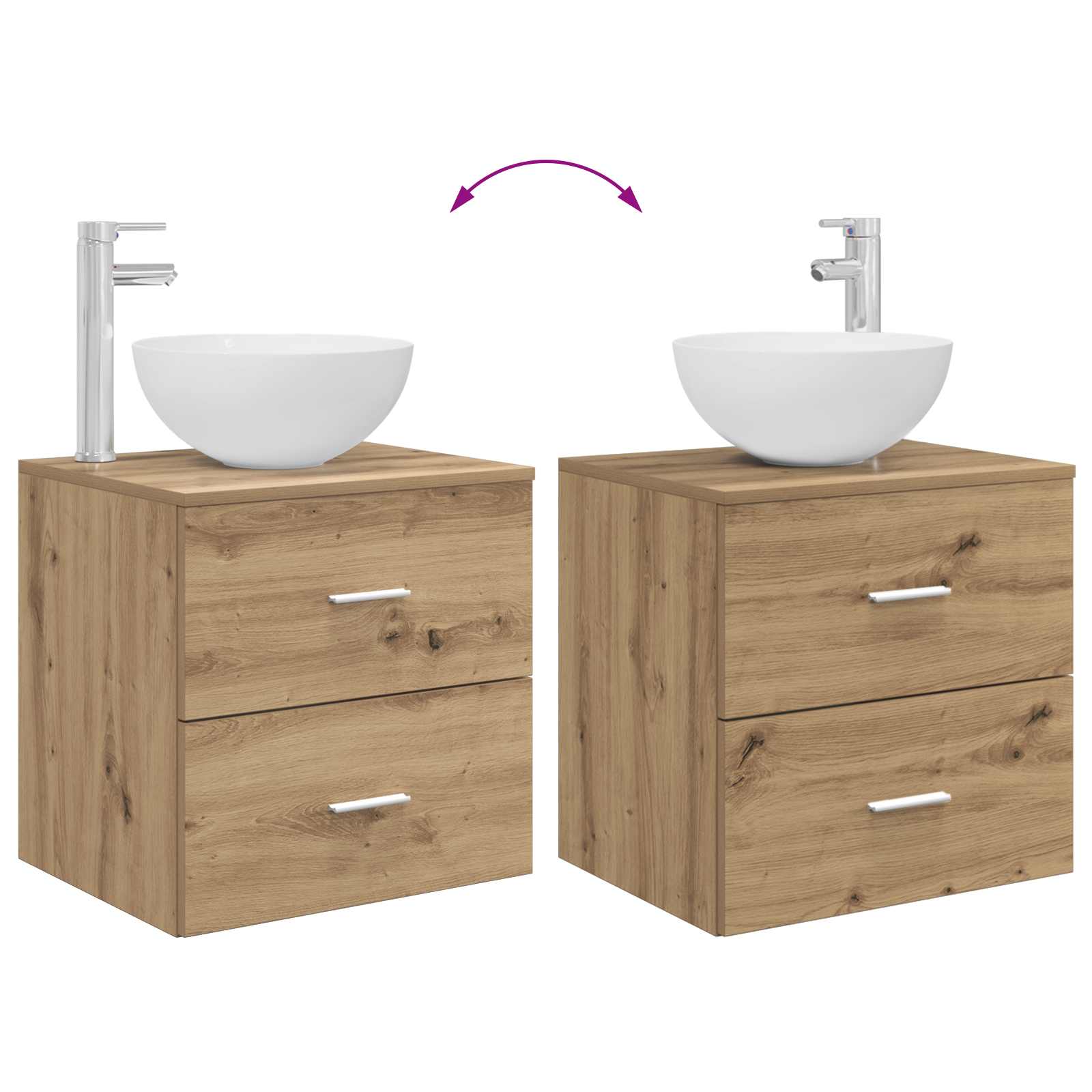 Ensemble d'armoire de salle de bain 3 pc Chêne artisanal