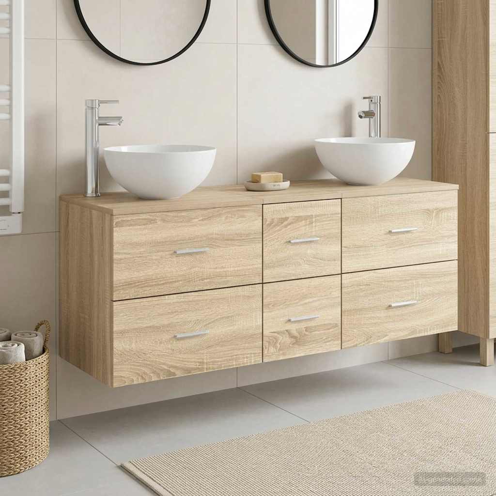 Ensemble d'armoire de salle de bain 3 pc Chêne Sonoma