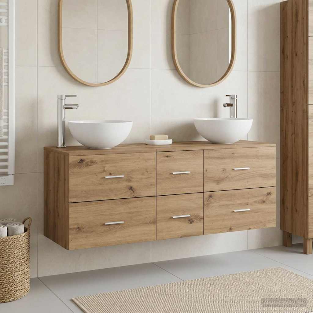 Ensemble d'armoire de salle de bain 3 pc Chêne artisanal