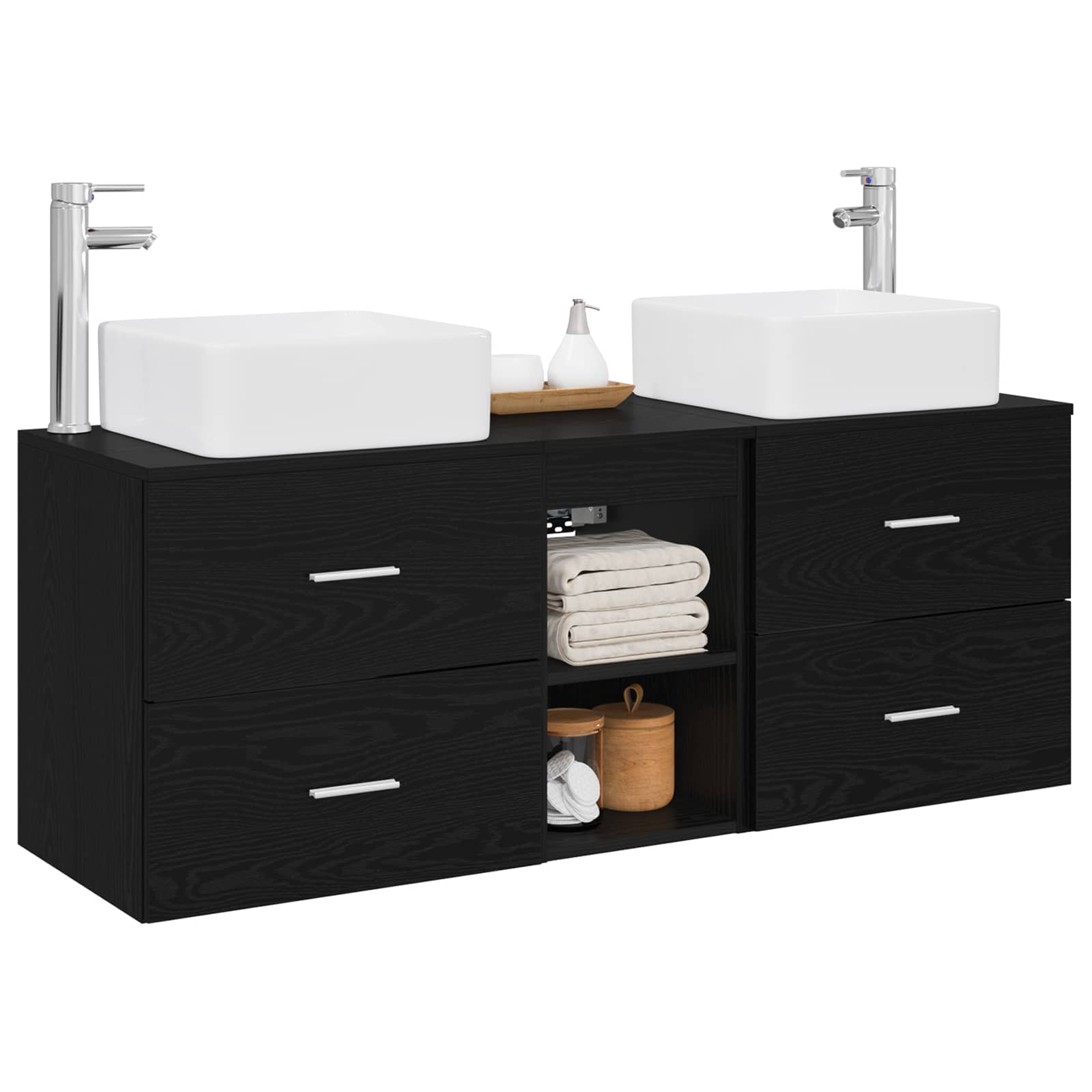 Ensemble d'armoire de salle de bain 3 pc Chêne noir