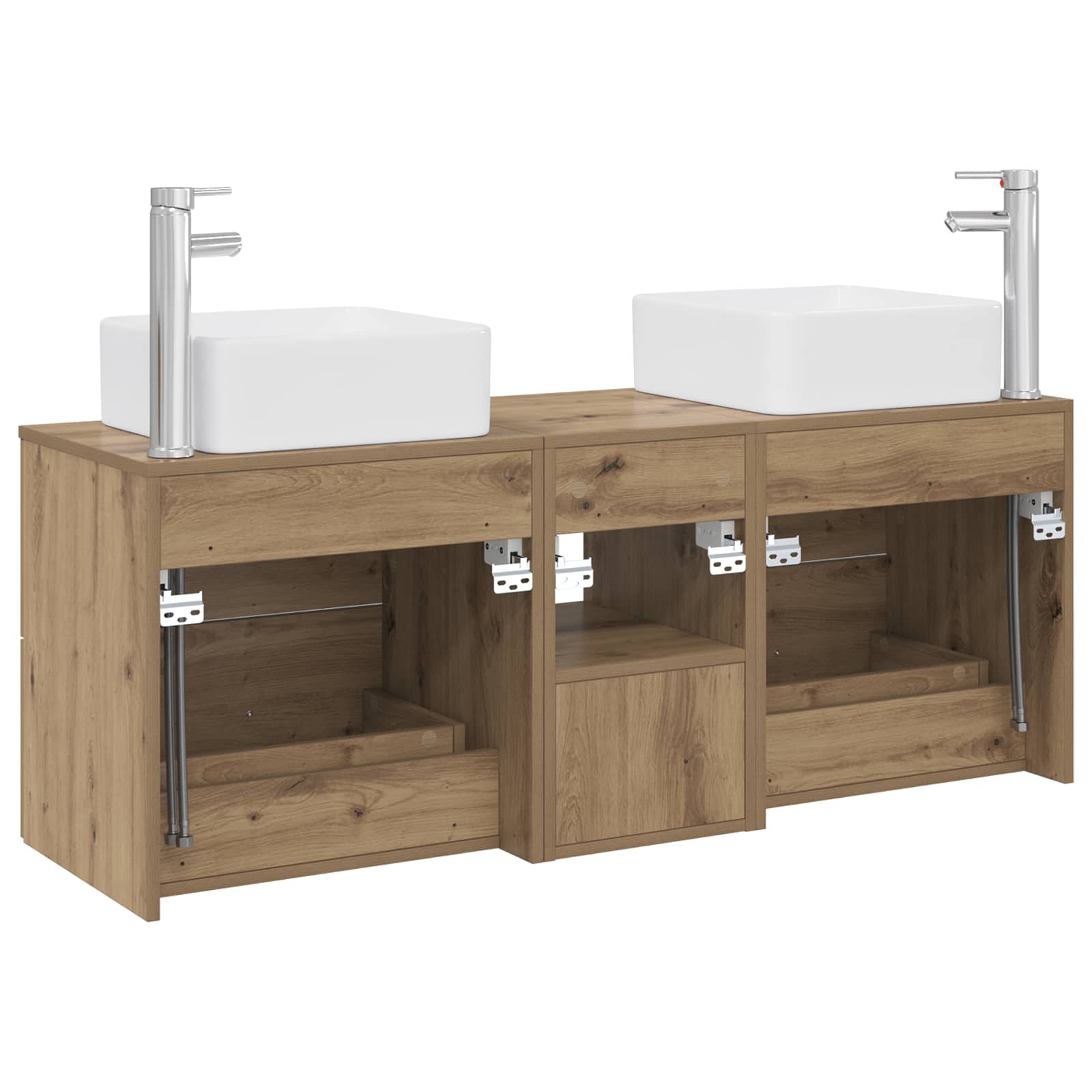 Ensemble d'armoire de salle de bain 3 pc Chêne artisanal