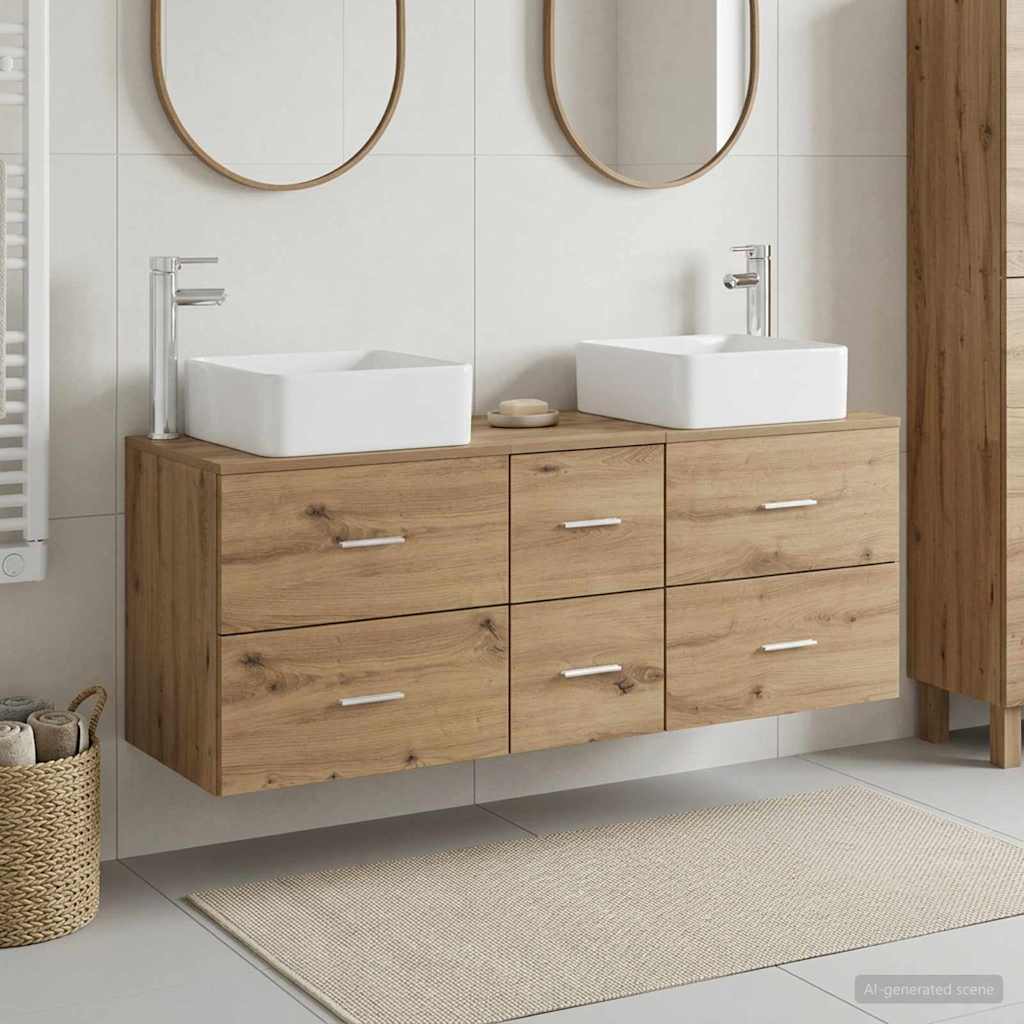 Ensemble d'armoire de salle de bain 3 pc Chêne artisanal