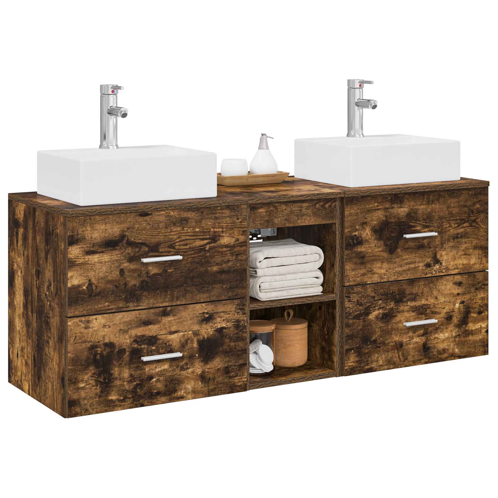 Ensemble d'armoire de salle de bain 3 pc Chêne fumé