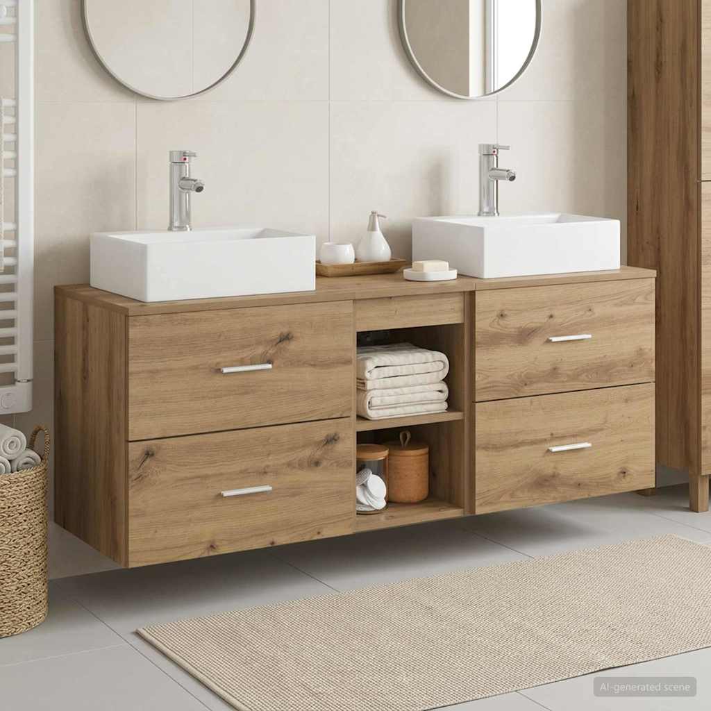 Ensemble d'armoire de salle de bain 3 pc Chêne artisanal