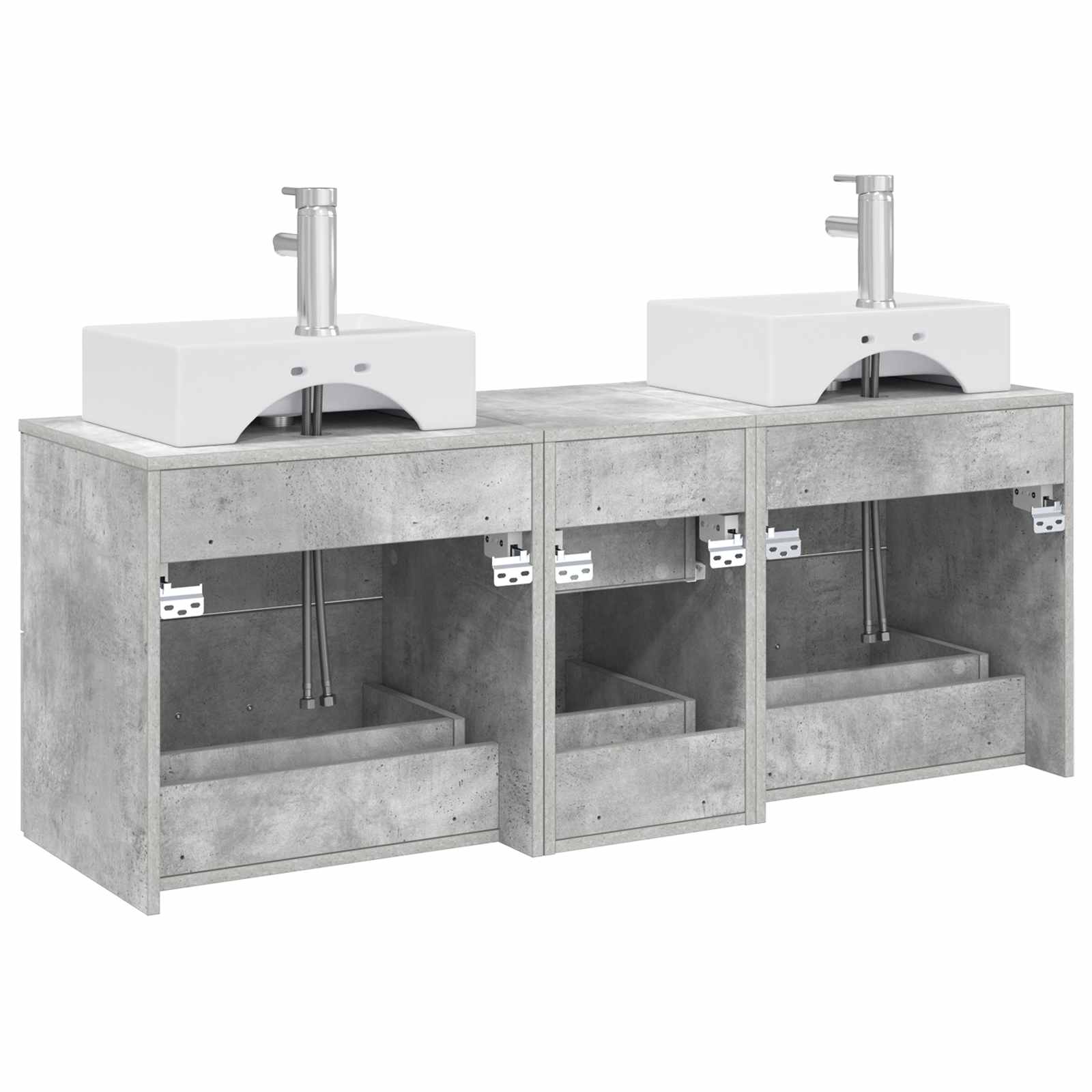 Ensemble d'armoire de salle de bain 3 pc Gris béton