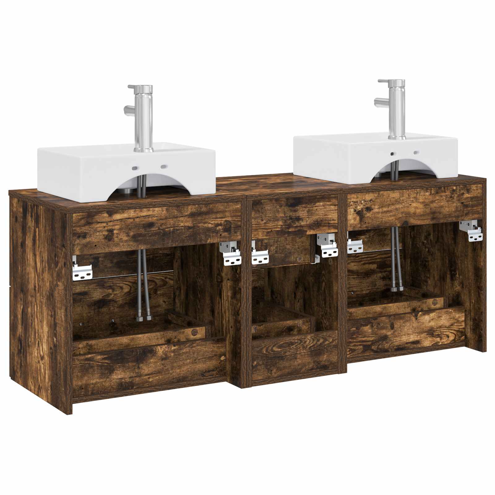 Ensemble d'armoire de salle de bain 3 pc Chêne fumé