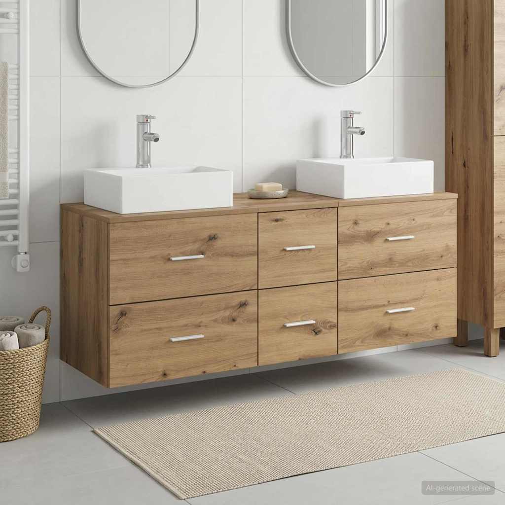 Ensemble d'armoire de salle de bain 3 pc Chêne artisanal