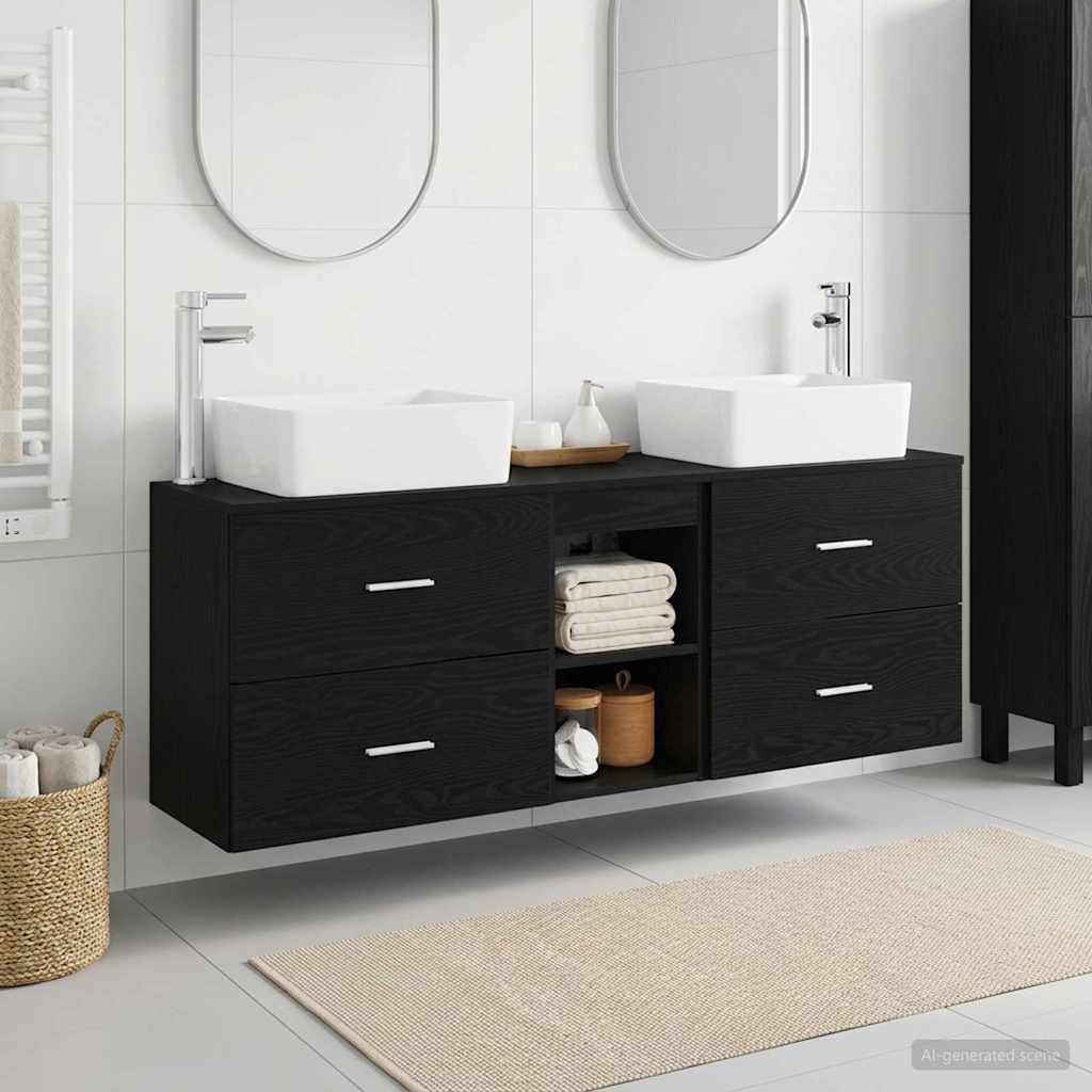 Ensemble d'armoire de salle de bain 3 pc Noir 53 x 34,5 x 63 cm