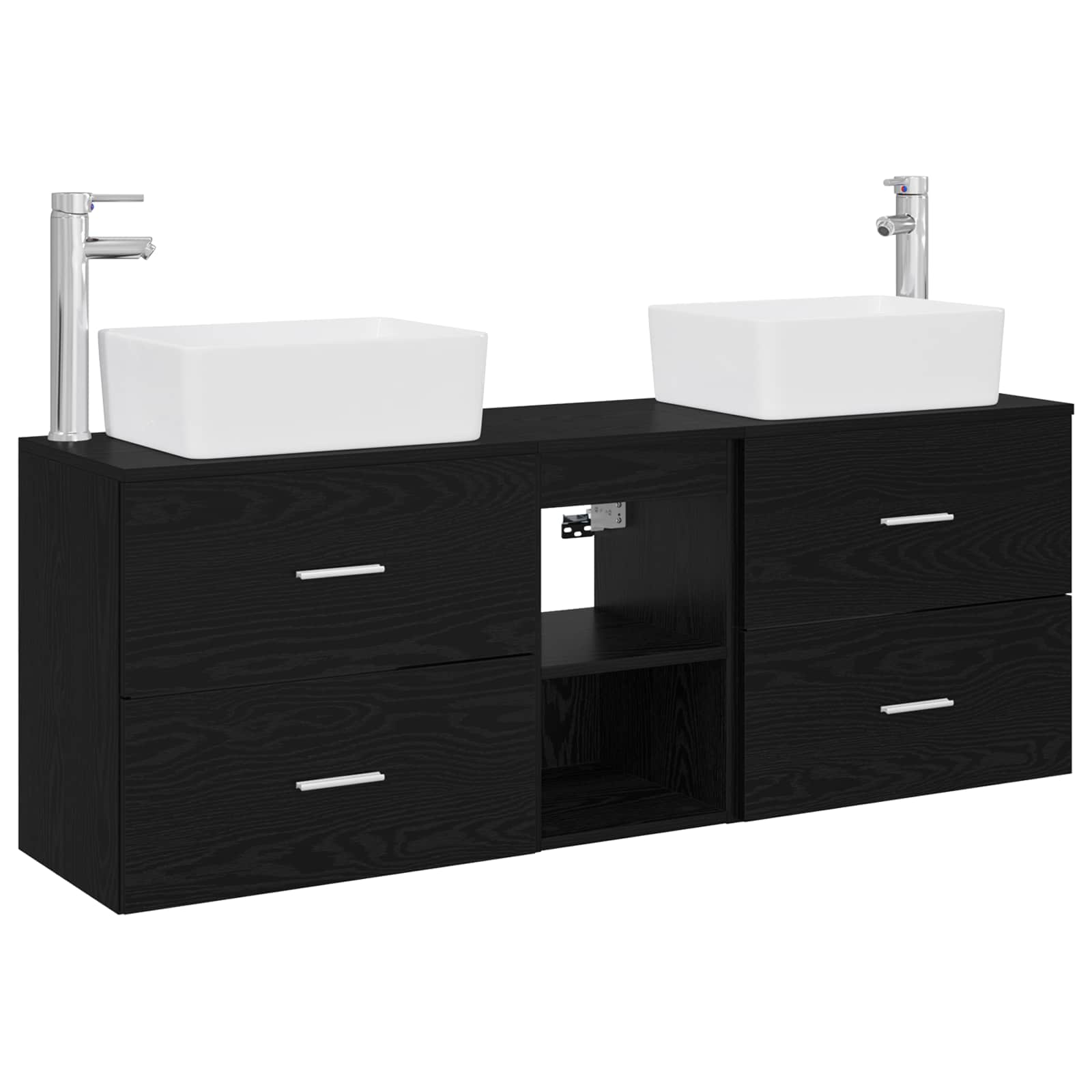 Ensemble d'armoire de salle de bain 3 pc Noir 53 x 34,5 x 63 cm
