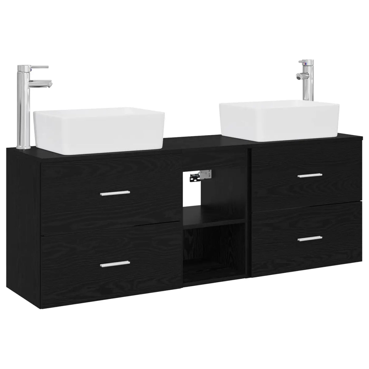 Ensemble d’armoire de salle de bain 3 pc Noir 136 x 35 x 80 cm - XIOS