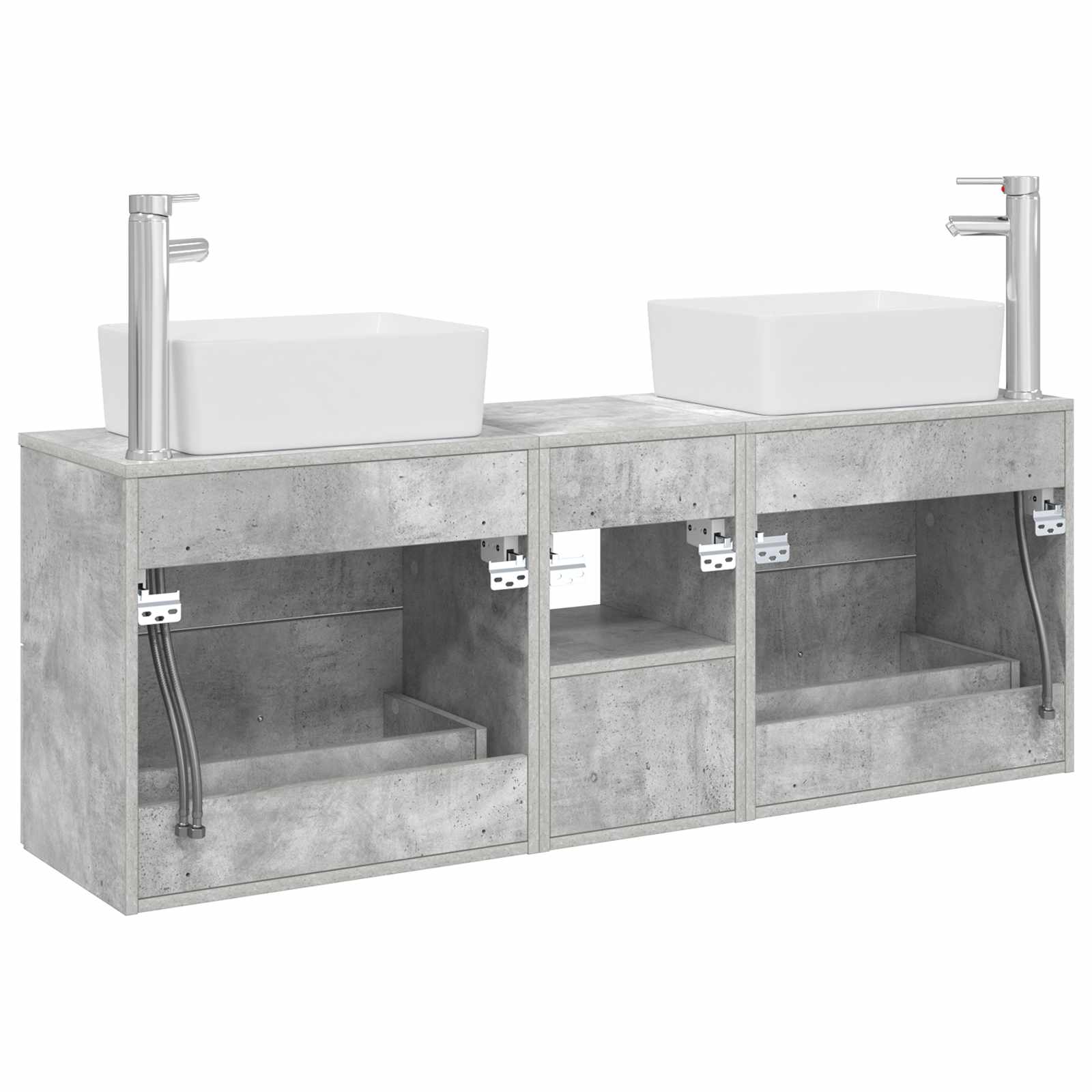 Ensemble d'armoire de salle de bain 3 pc Gris béton
