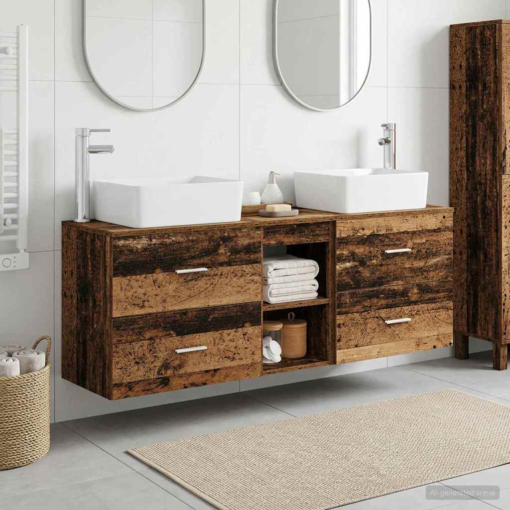 Ensemble d'armoire de salle de bain 3 pc Bois ancien