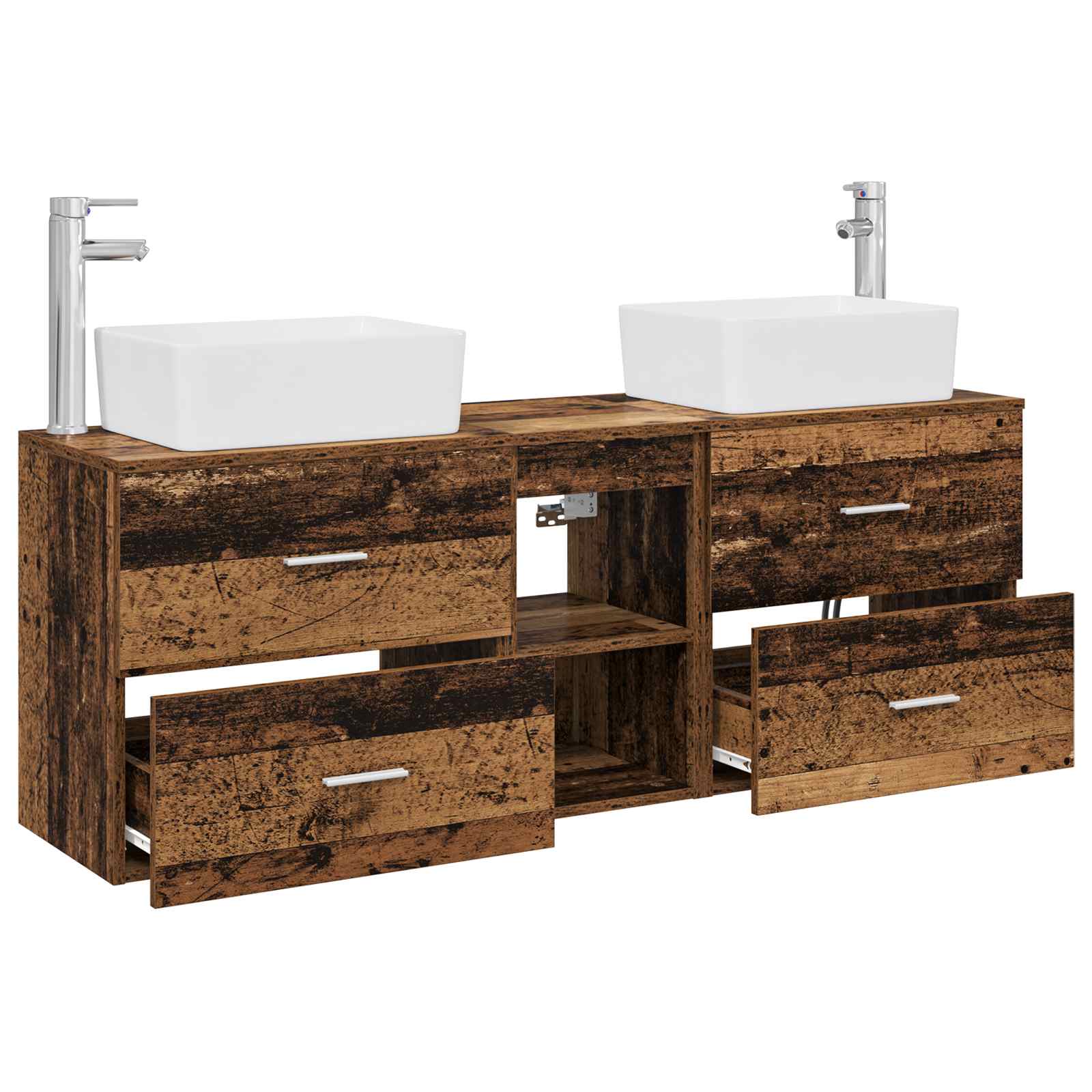 Ensemble d'armoire de salle de bain 3 pc Bois ancien