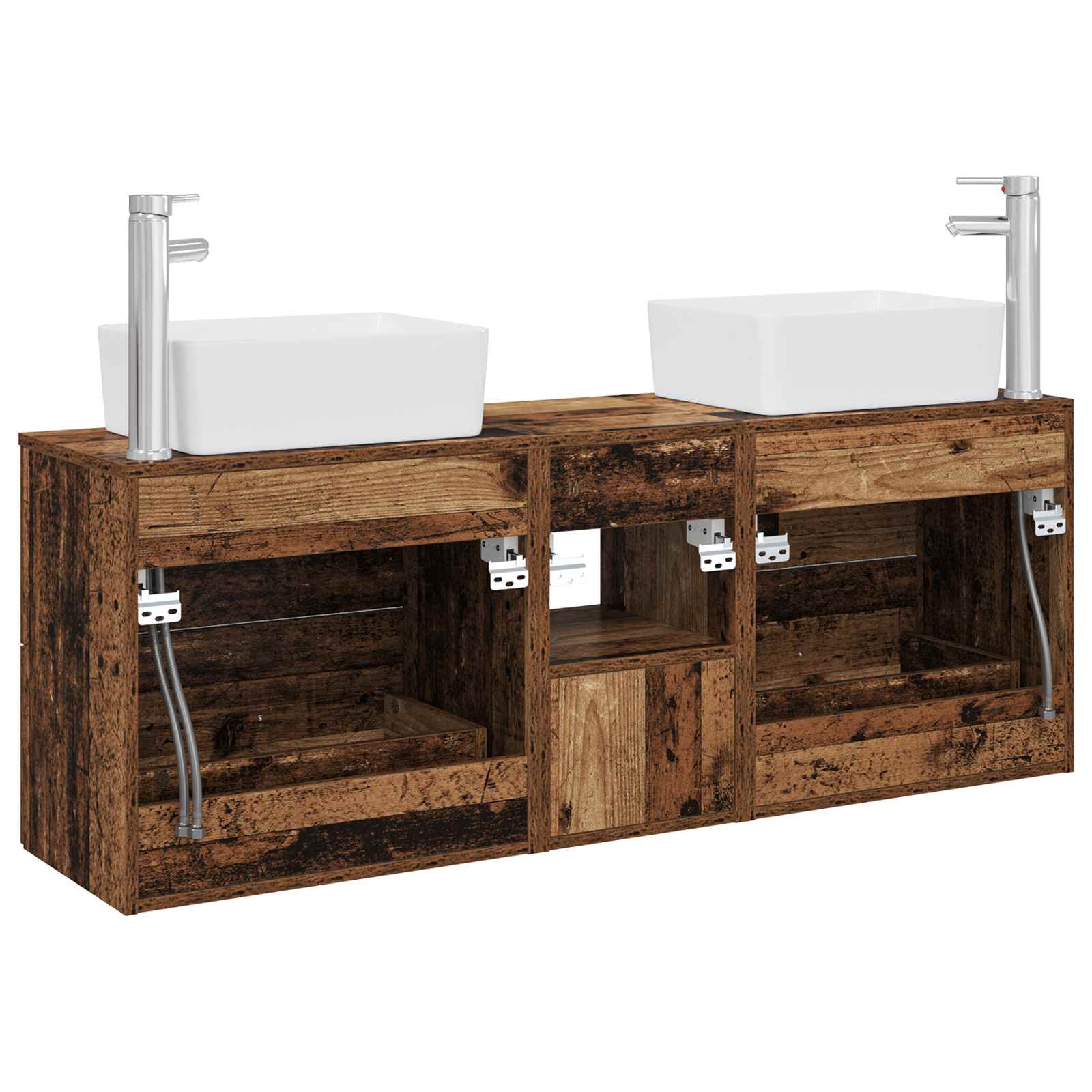 Ensemble d'armoire de salle de bain 3 pc Bois ancien
