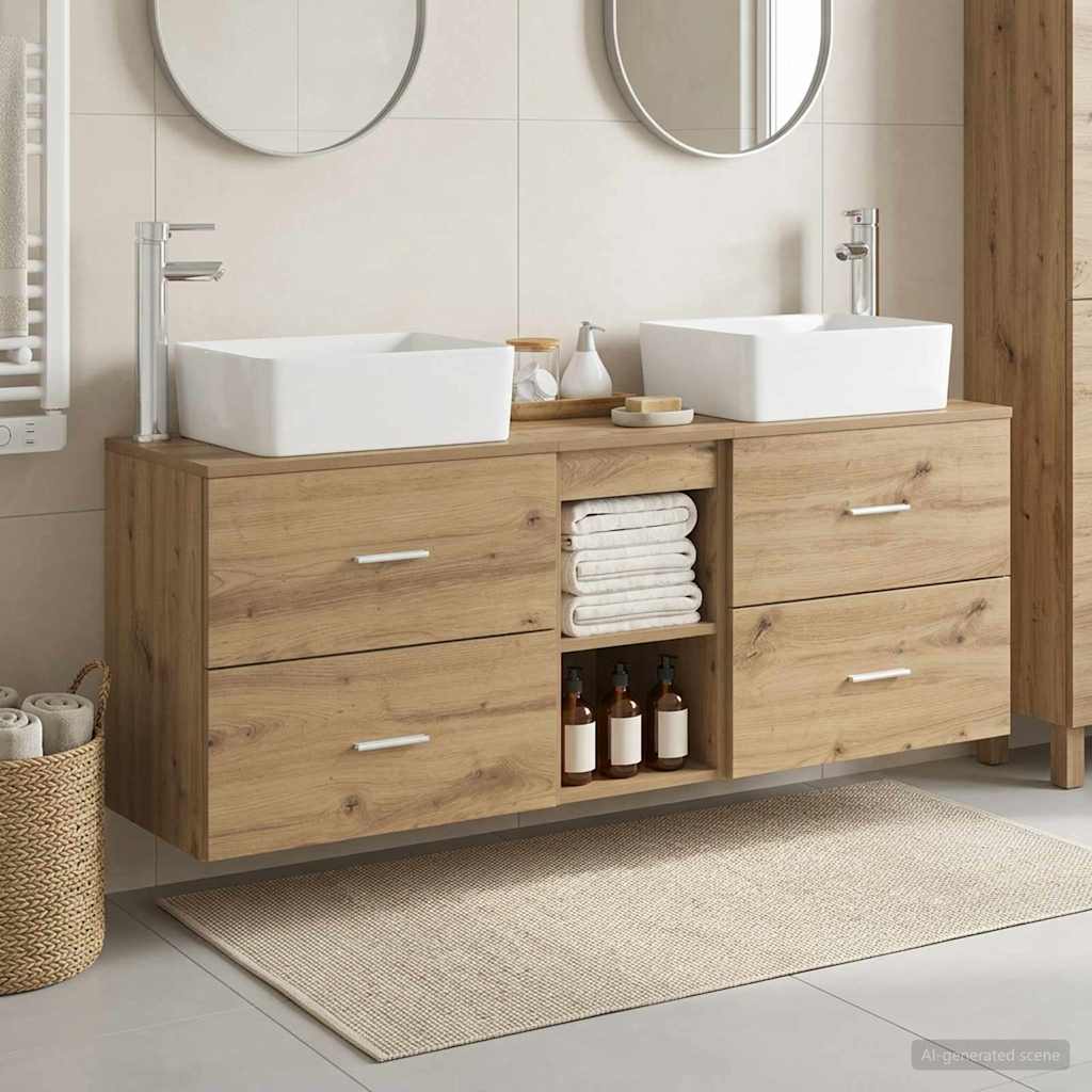 Ensemble d'armoire de salle de bain 3 pc Chêne artisanal
