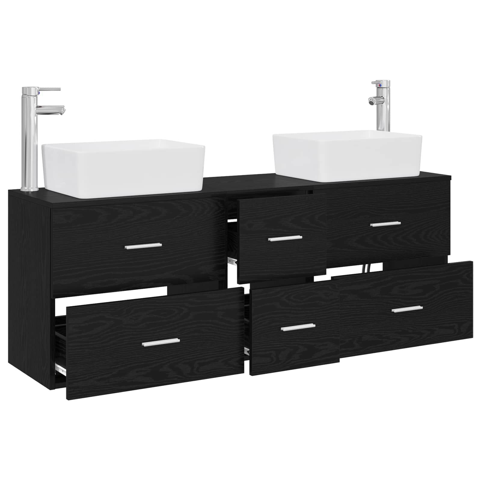 Ensemble d'armoire de salle de bain 3 pc Noir 53 x 34,5 x 63 cm