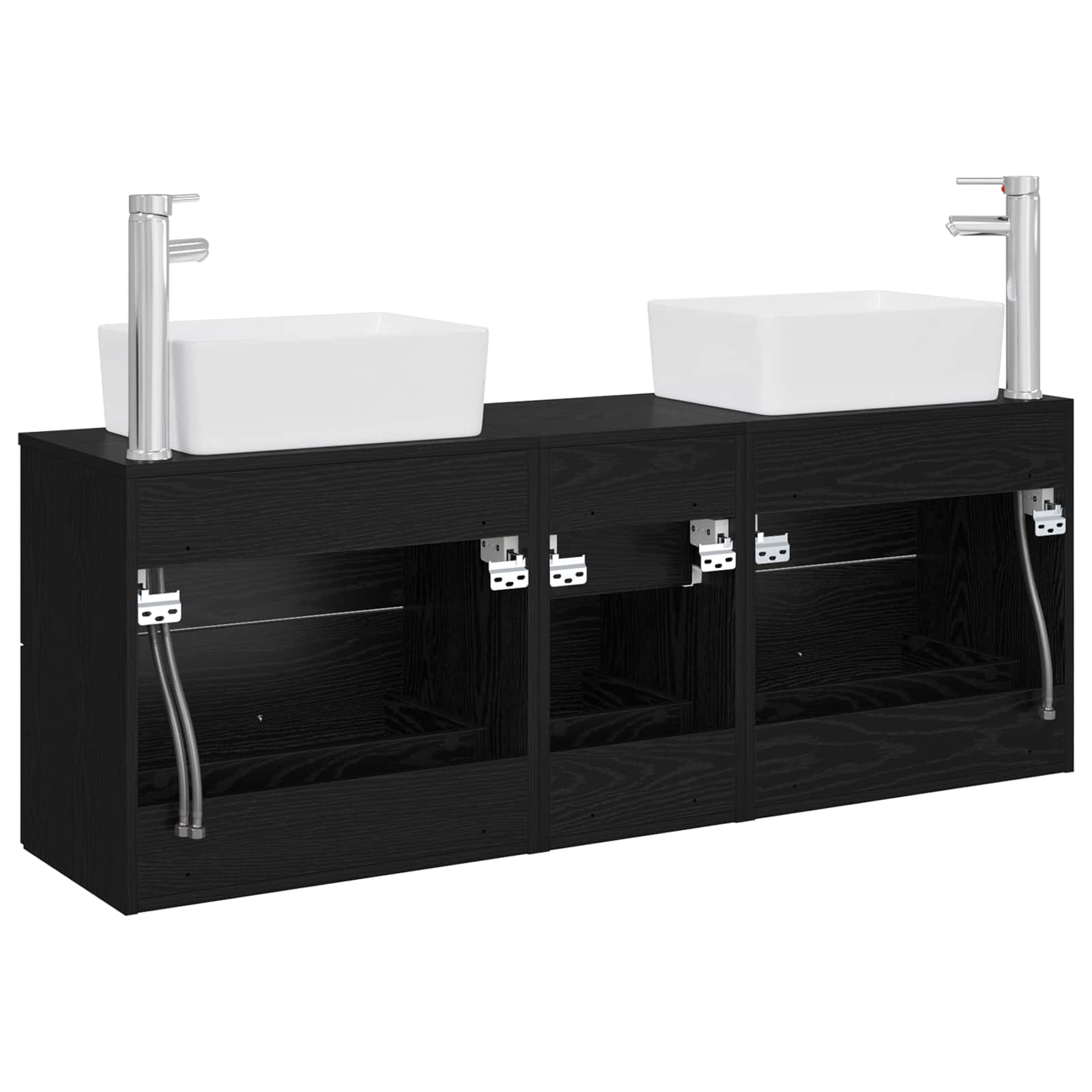 Ensemble d'armoire de salle de bain 3 pc Noir 53 x 34,5 x 63 cm