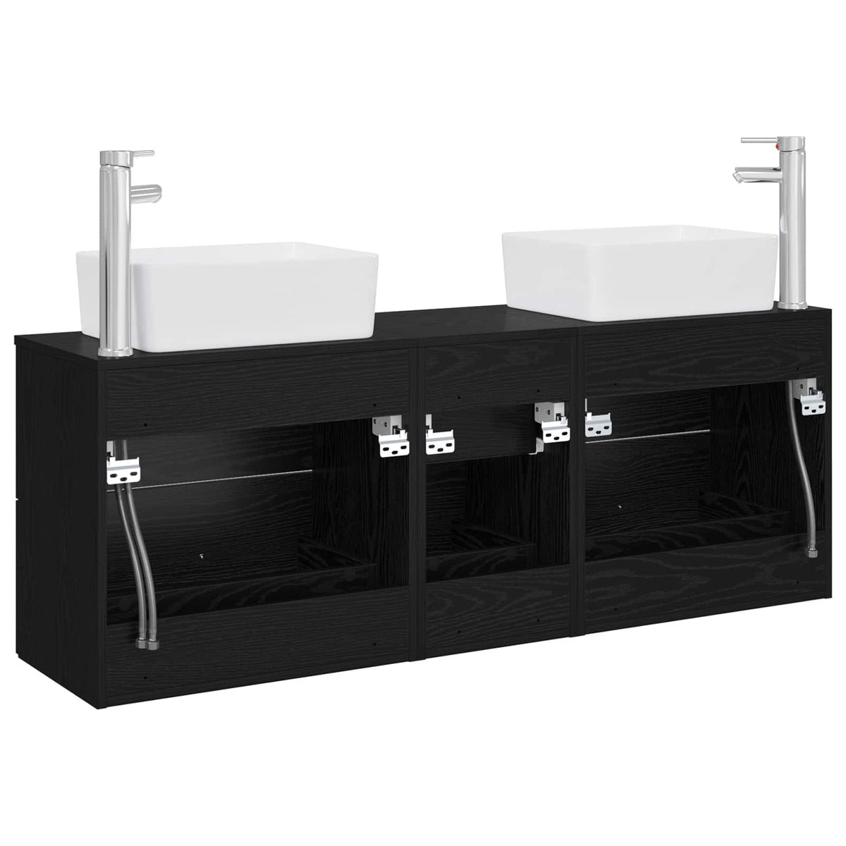 Ensemble d'armoire de salle de bain 3 pc Noir 136 x 35 x 80 cm