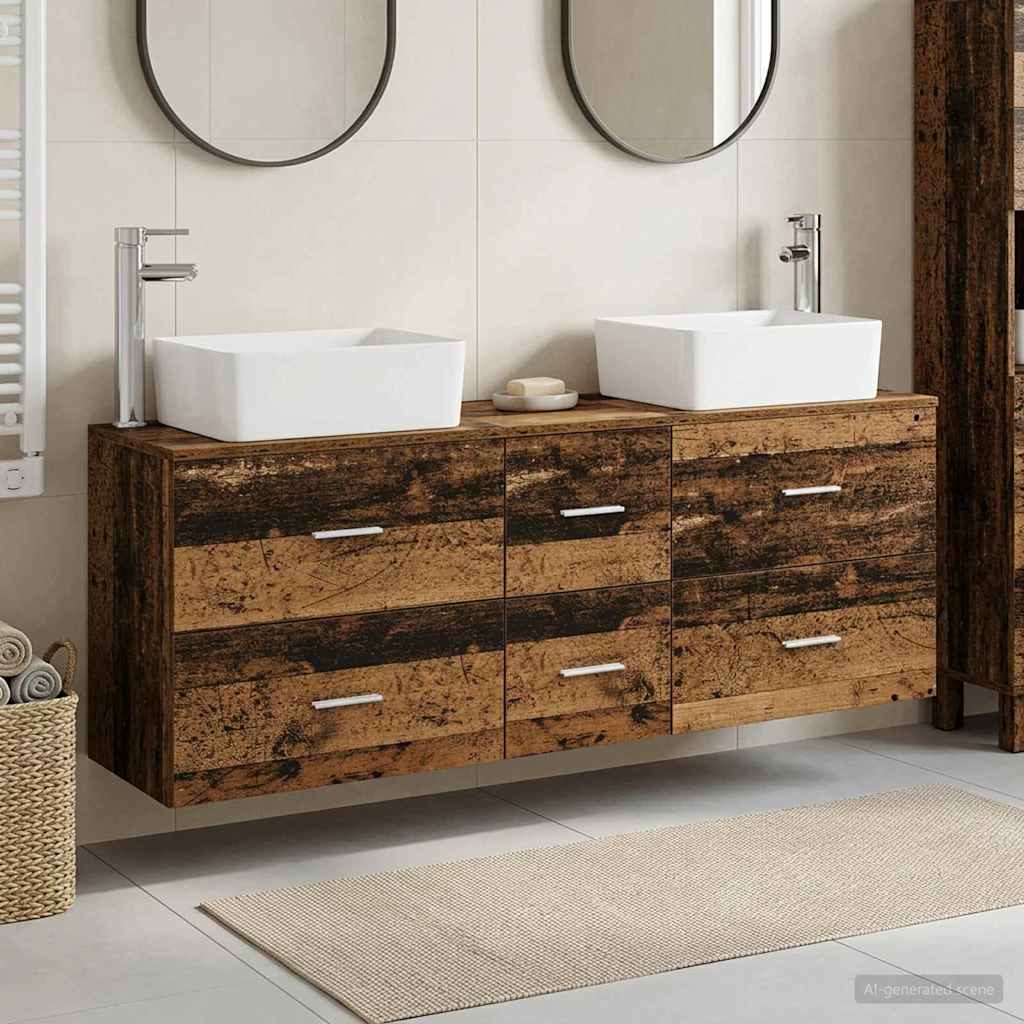 Ensemble d'armoire de salle de bain 3 pc Bois ancien