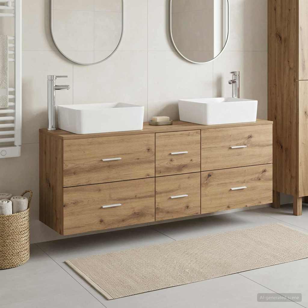Ensemble d'armoire de salle de bain 3 pc Chêne artisanal