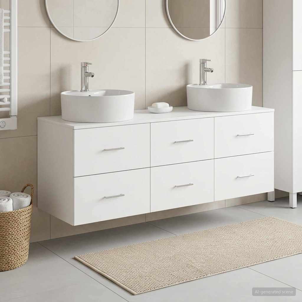 Ensemble d'armoire de salle de bain 3 pc Blanc